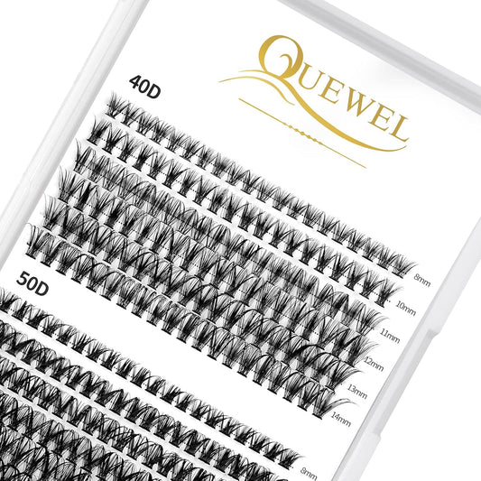 QUEWEL Cluster Lashes 240Pcs Individual Lashes 40D+50D C Curl Mix8-14mm Lash Extensions Clusters Lashes Soft&Natural False Eyelashes Individual DIY Eyelash Extension at Home(40D+50D C mix-8-14)