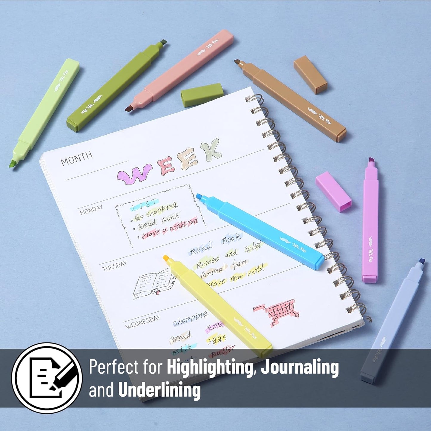 Mr. Pen- Aesthetic Highlighters, 8 Pack, Chisel Tip, Autumn Colors, Cute Highlighters Assorted Colors, Back to School Supplies