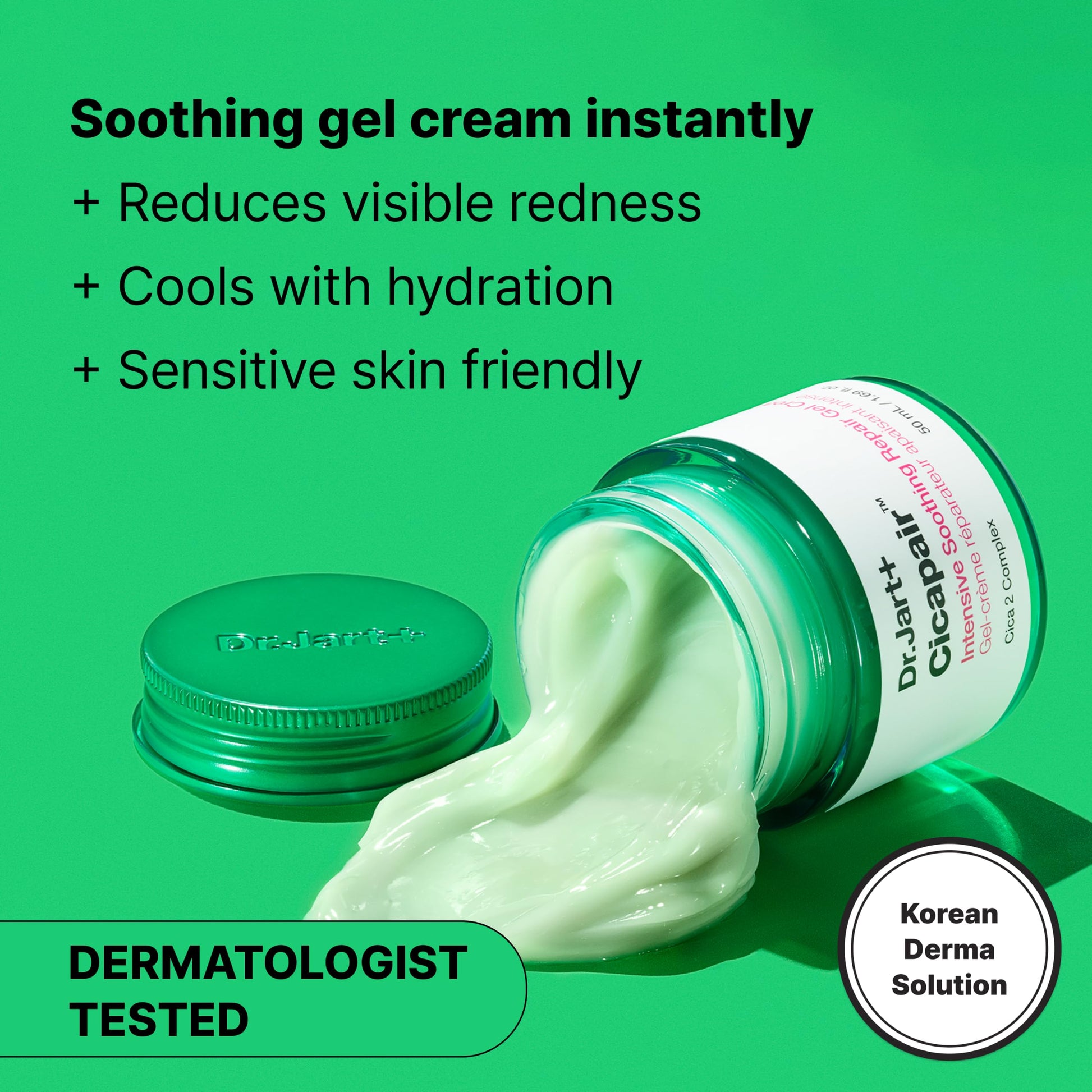 Dr.Jart+ Cicapair Cooling Gel Korean Face Moisturizer for Redness and Sensitive Skin with Centella