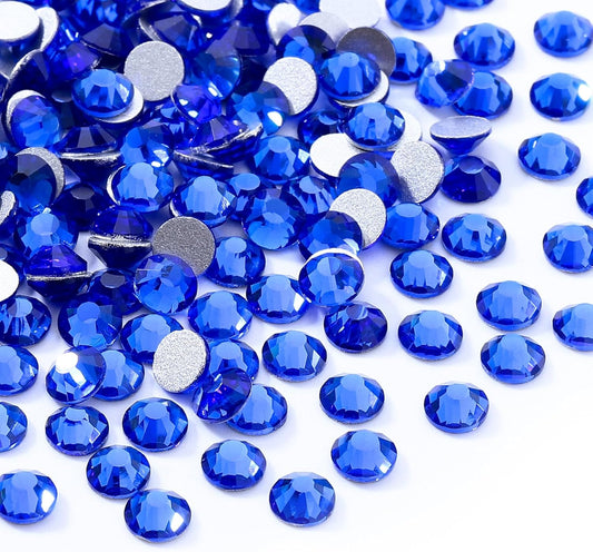 Sapphire Flatback Rhinestones, Glass Rhinestones for Nail Art and Craft, Glue Fix, Loose Crystal