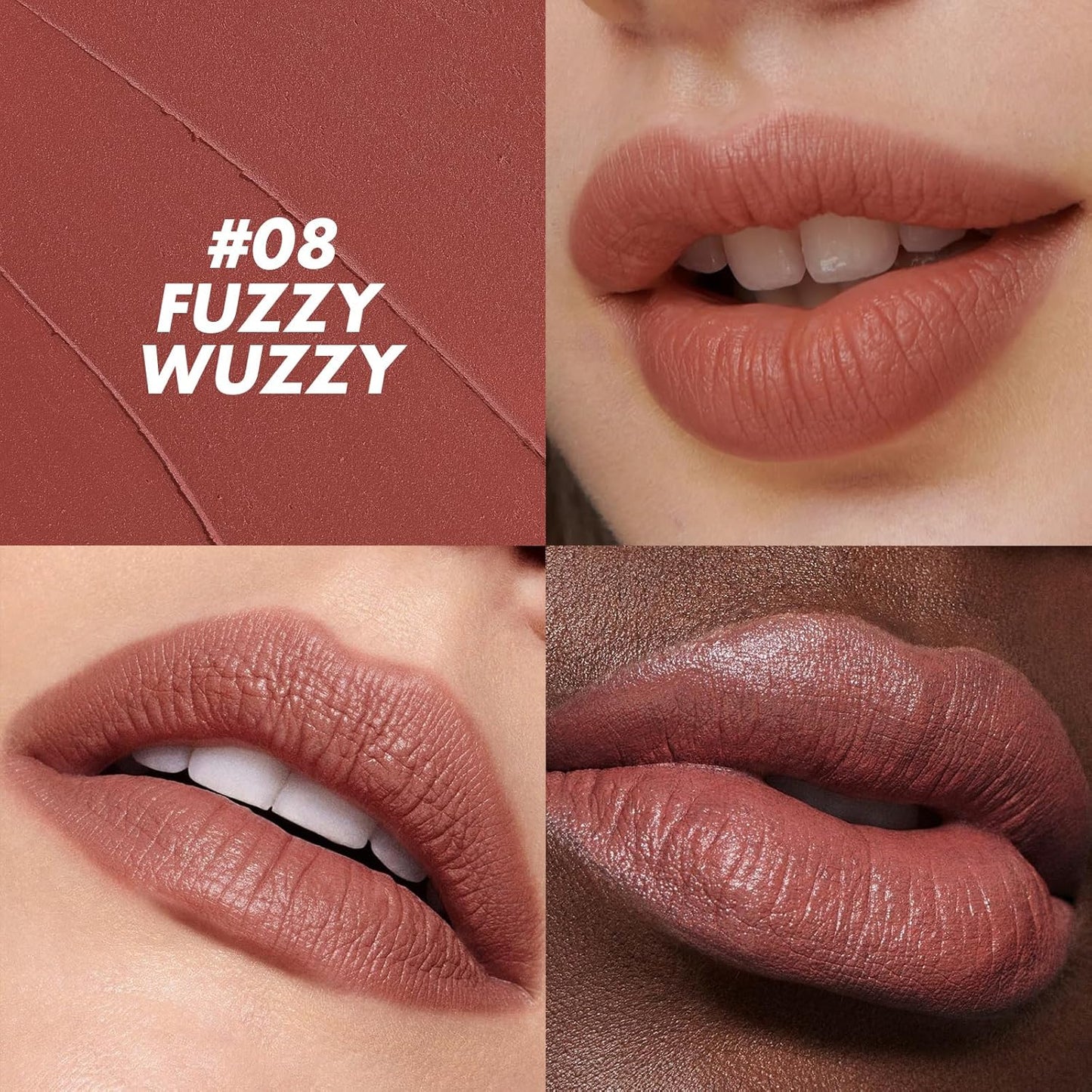 FOCALLURE Ultra Chic Matte Lipstick,Rich Vitamin E Lip Crayon,Lightweight Matte Color without Drying or Fading,Long Lasting Waterproof Lips Makeup,FUZZY WUZZY