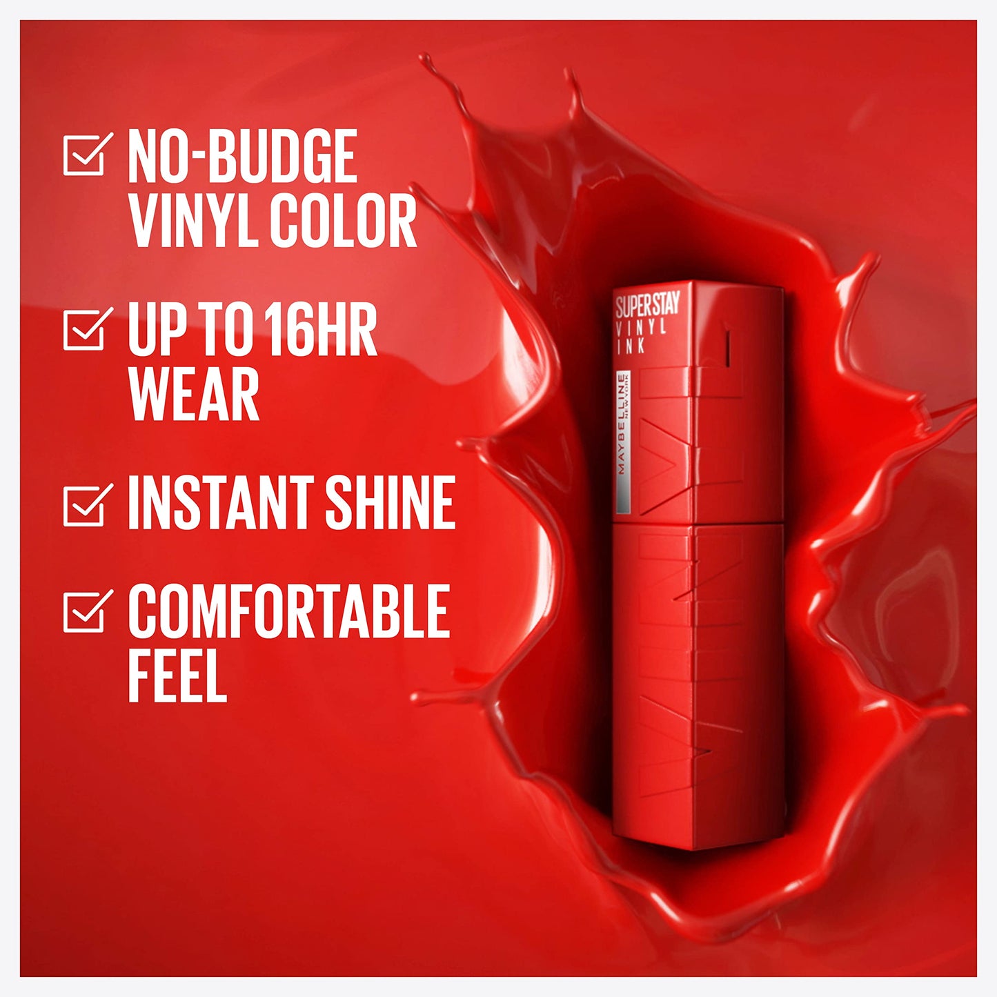 Maybelline Super Stay Vinyl Ink Longwear No-Budge Liquid Lipcolor Makeup, Highly Pigmented Color