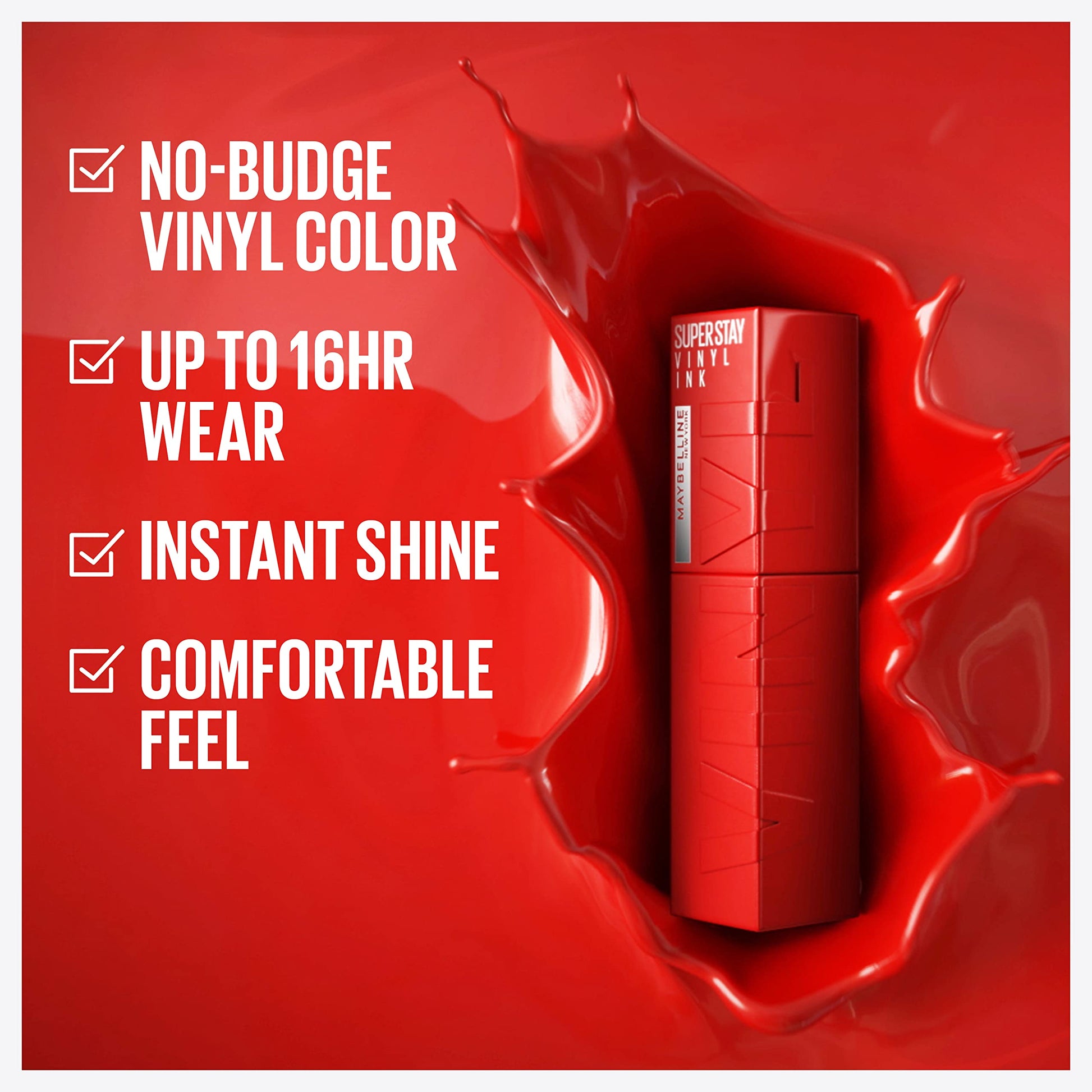 Maybelline Super Stay Vinyl Ink Longwear No-Budge Liquid Lipcolor Makeup, Highly Pigmented Color