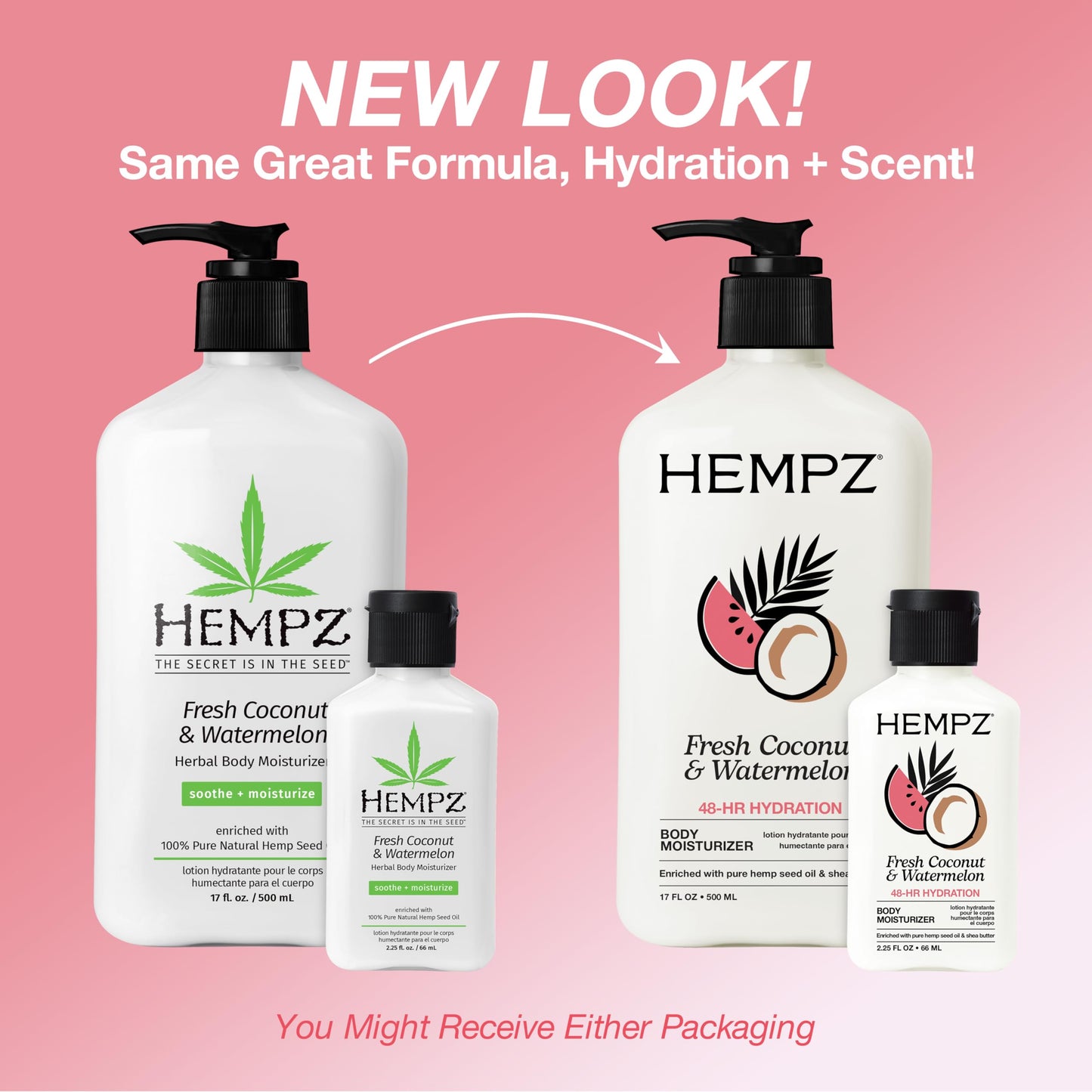 Hempz Body Lotion - Fresh Coconut & Watermelon Daily Moisturizing Cream, Shea Butter Body