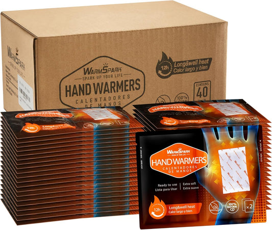 Hand Warmers Disposable Single Use Air Activated Heat Packs for Hands, Toes and Body - Up to 12 Hours of Heat - WarmSpark