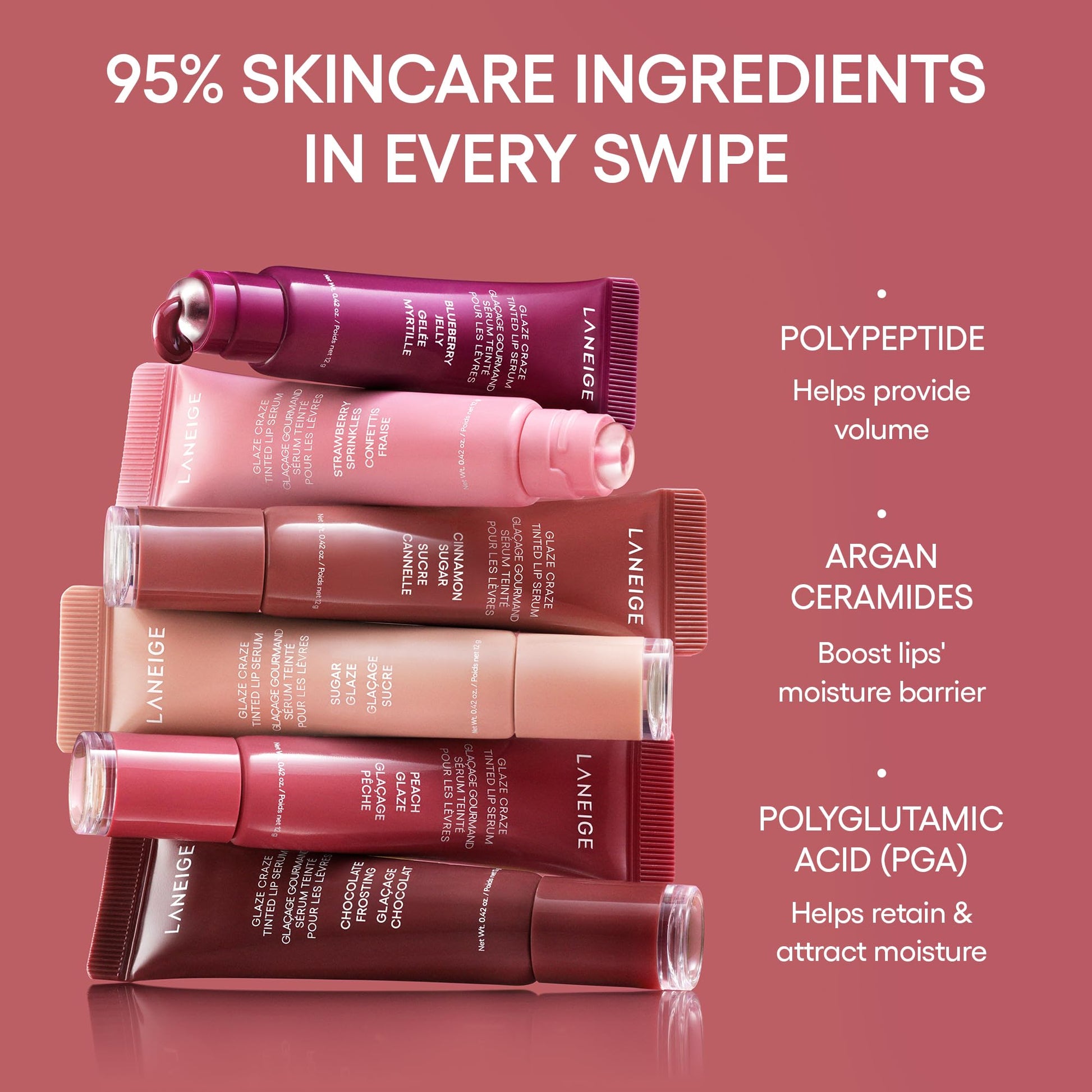 LANEIGE Glaze Craze Tinted Lip Serum: Hydrating, Lip Barrier-Boosting, Softening Lip Serum