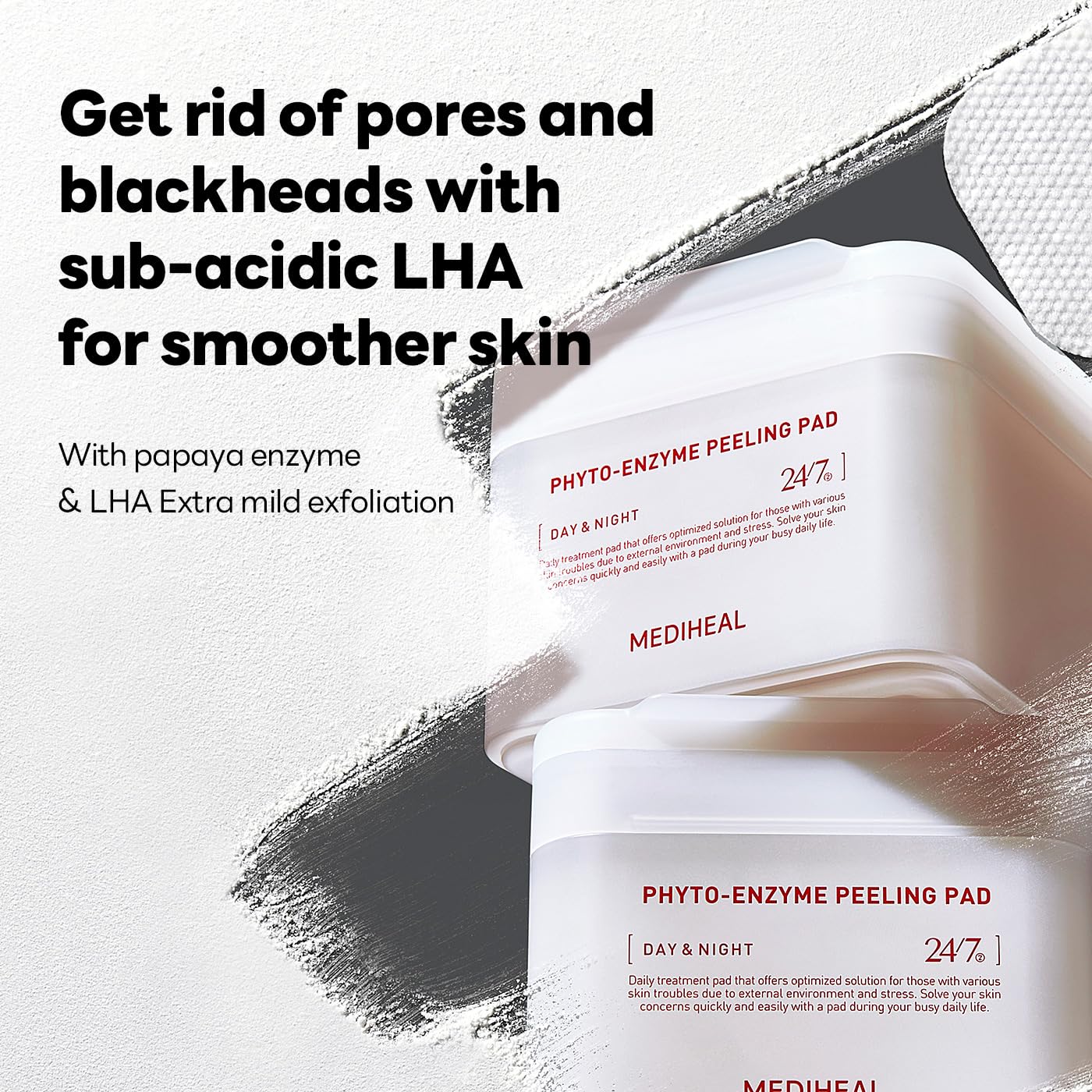 MEDIHEAL Phyto Enzyme Peeling Pad - Vegan Face Resurfacing Gauze Pads with LHA & Papaya Enzym