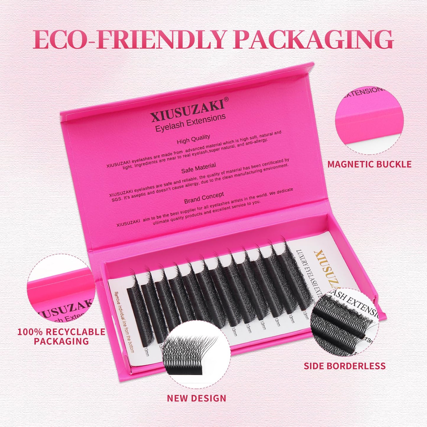 W Lash Extensions Supplies 8D Eyelash Extensions W Shape 0.07mm Thickness D Curl 13mm Premade Fans Easy Fan Lashes Volume Matte Black 12 Rows Crisscross Eye Lashes(W-8D-0.07-D,13mm)
