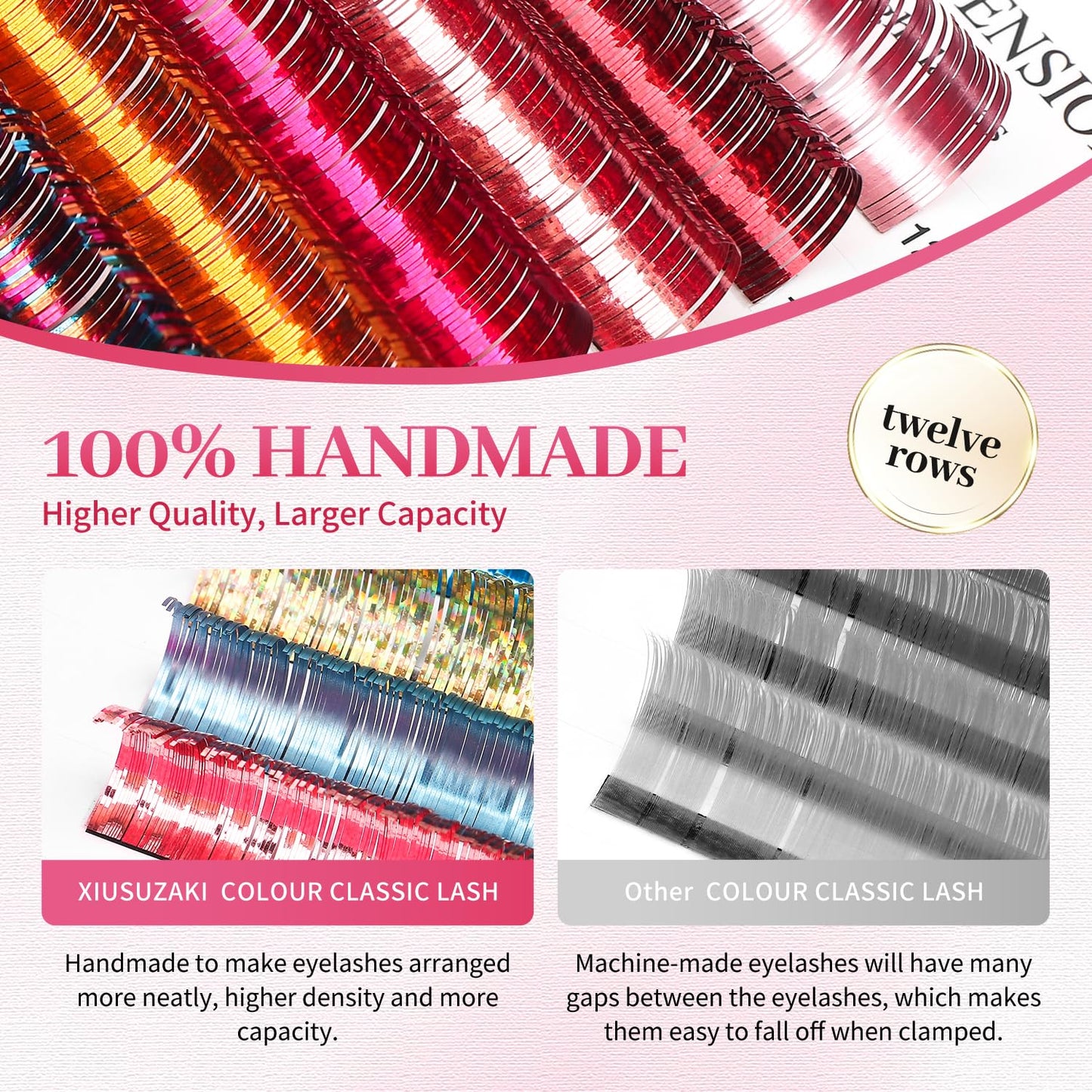 Glitter Spike Tinsel Eyelash Extensions 0.07 Colored Lashes Extension C Curl Lashes 15mm Lash Extensions Soft False Eyelashes Volume Lashes 12 Rows Professional Use(Glitter,0.07-C,15mm)