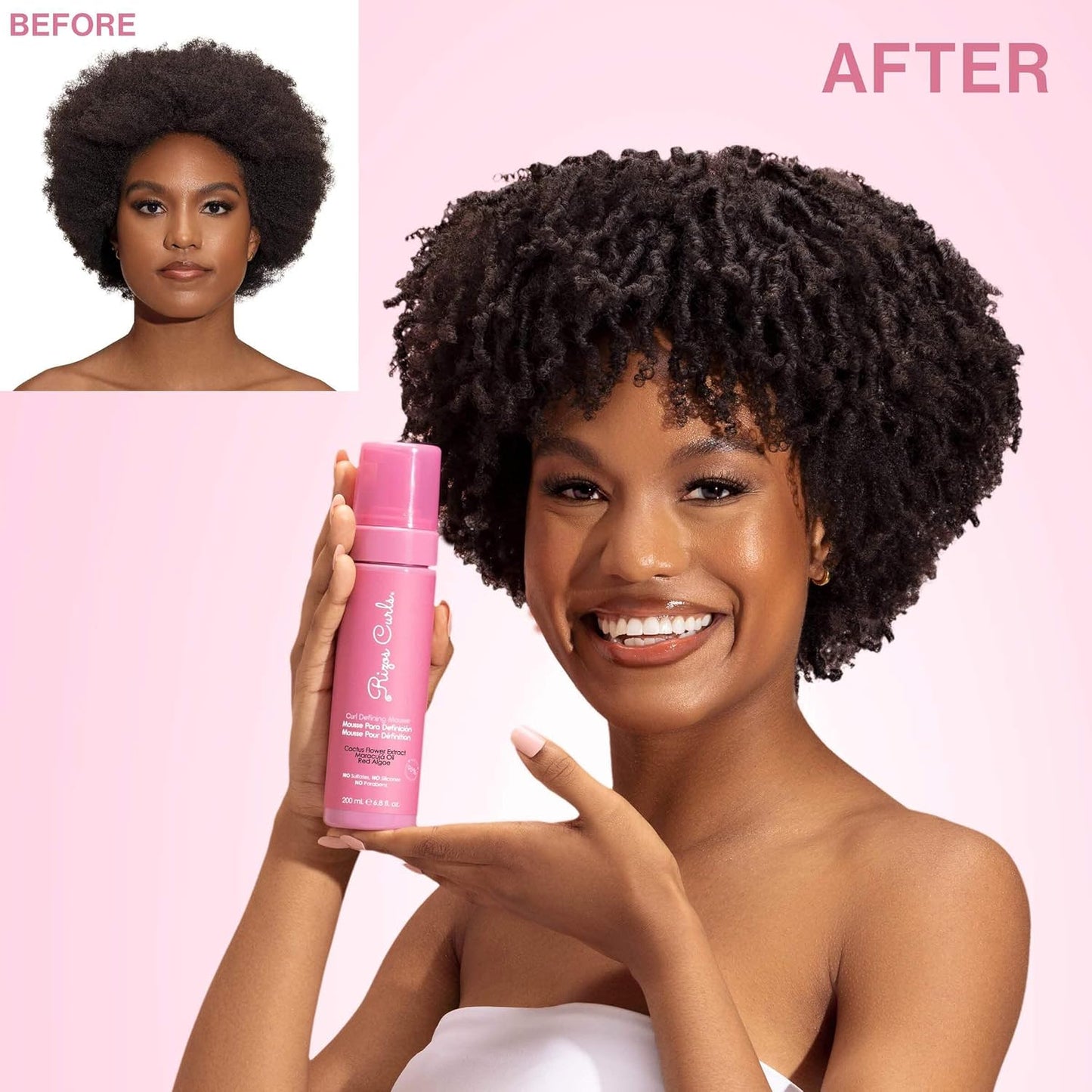 Rizos Curls Curl Defining Mousse – Lightweight Foam for Volume & Hydration – Shine & Definition for Every Curl Pattern: Wavy, Curly, Coily 1a–4c Hair Types – Sulfate & Paraben Free