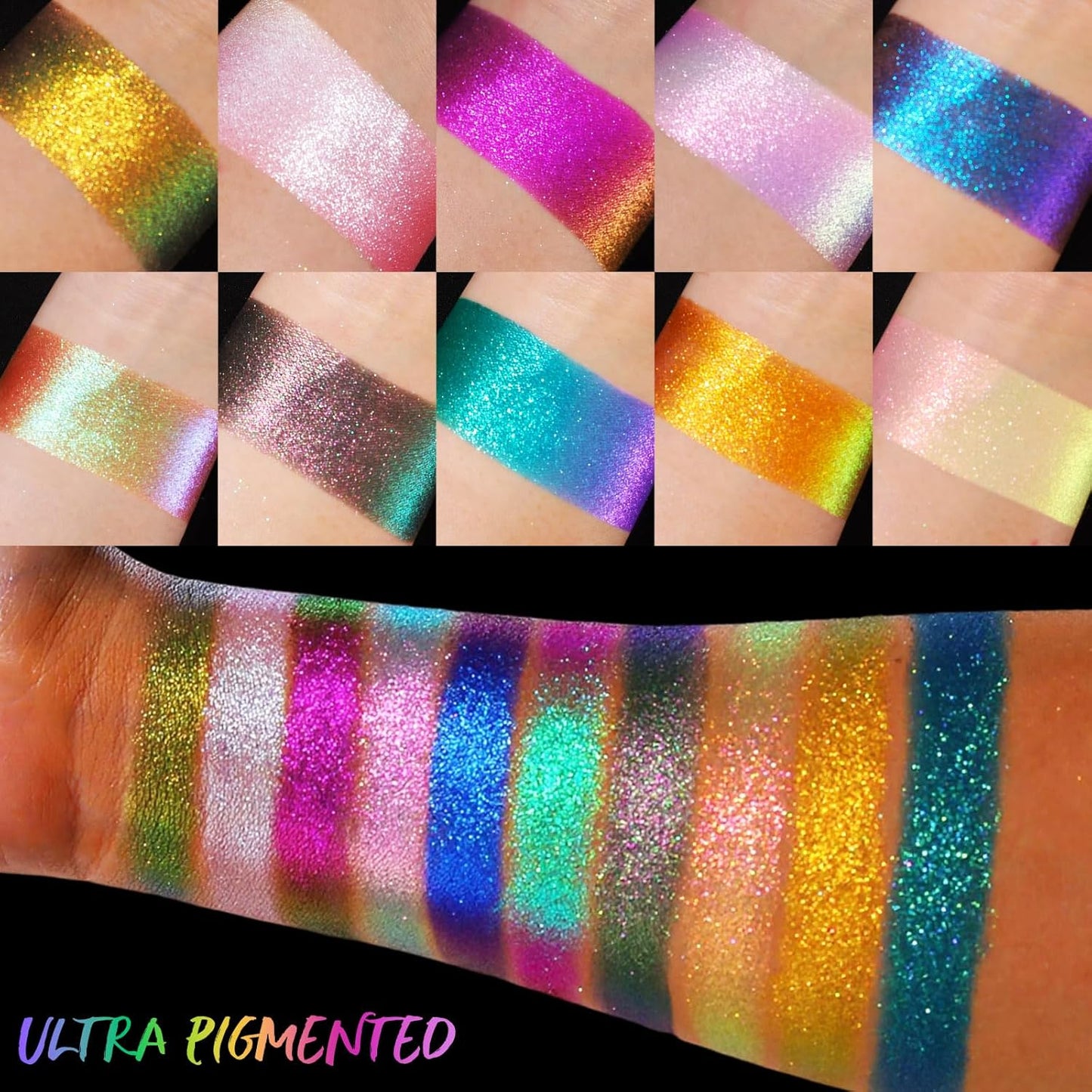 UCANBE Chameleon Multichrome Eyeshadow Palette, 10 Colors Shifting Chromatic Light-Reflecting Metallic Eye Shadow, Multi-Use Blendable Holographic Glitter Shimmer Eye Makeup Pallet (Solar Python)