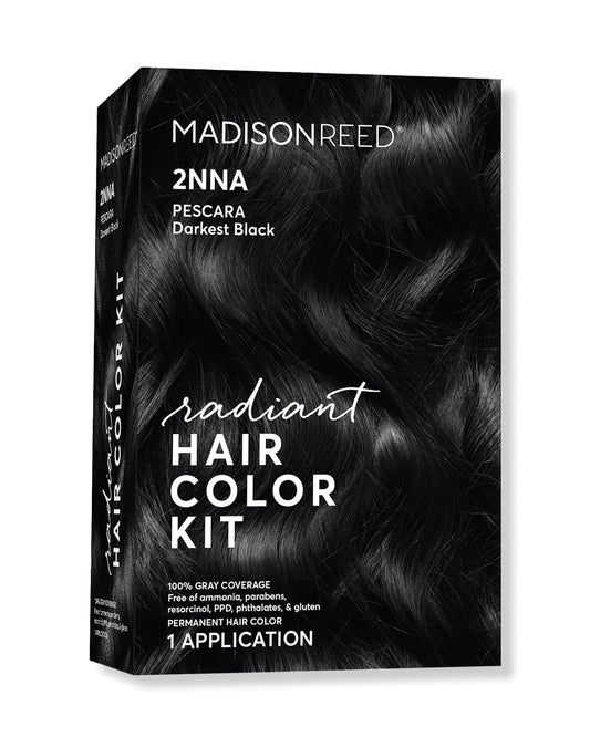 Madison Reed Radiant Hair Color Kit | 2NNA Darkest Cool Black with Ash Undertones (Pescara Black) for 100% Gray Hair Coverage | Dimensional Permanent Hair Dye | PPD-Free & Ammonia-Free | 1 Pack
