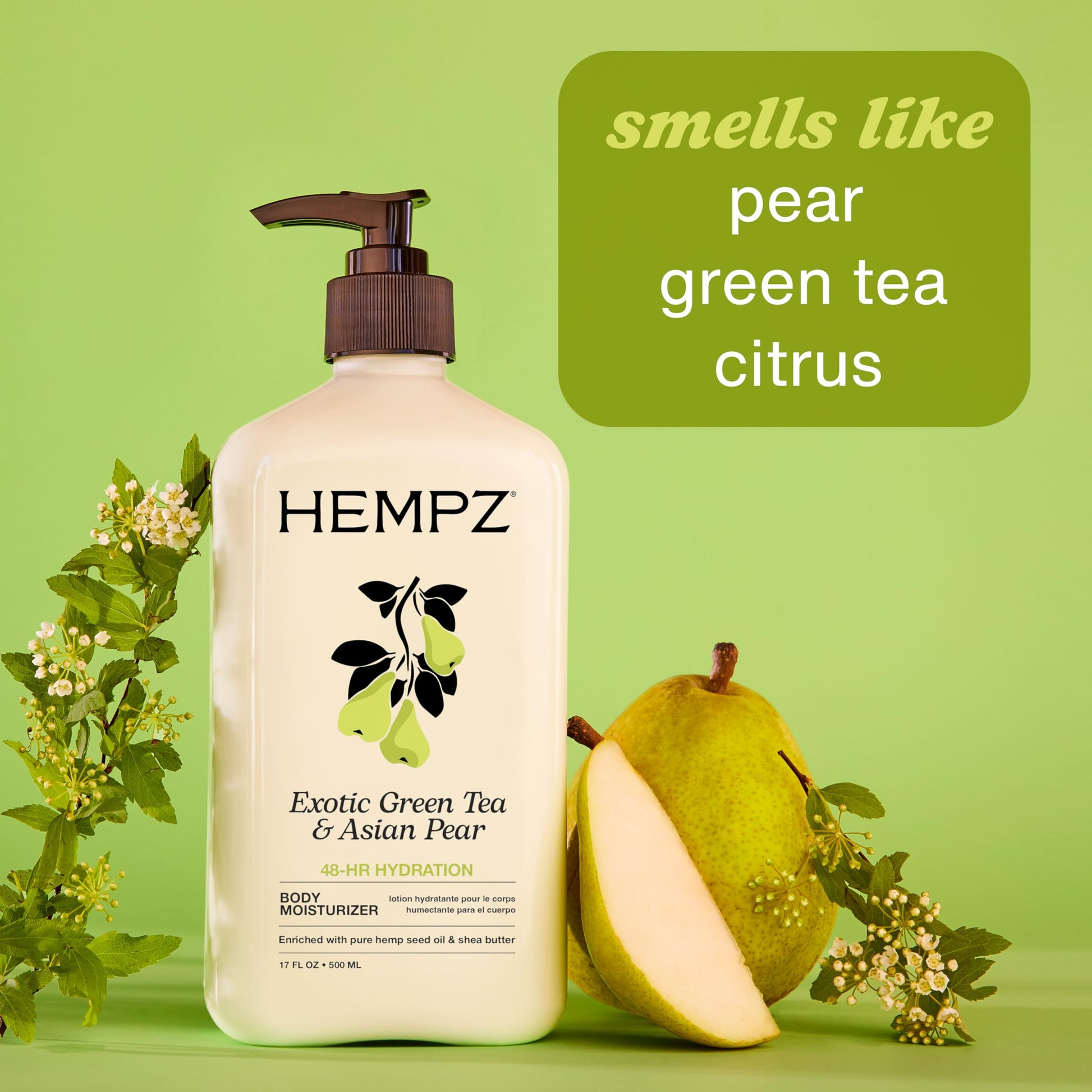 Hempz Exotic Green Tea & Asian Pear Moisturizing Body Lotion - 17 Fl Oz