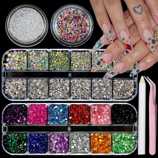 Nail Art Rhinestones Flatback Colorful Nail Charms Clear Crystal Rhinestones for Nails Design Gems