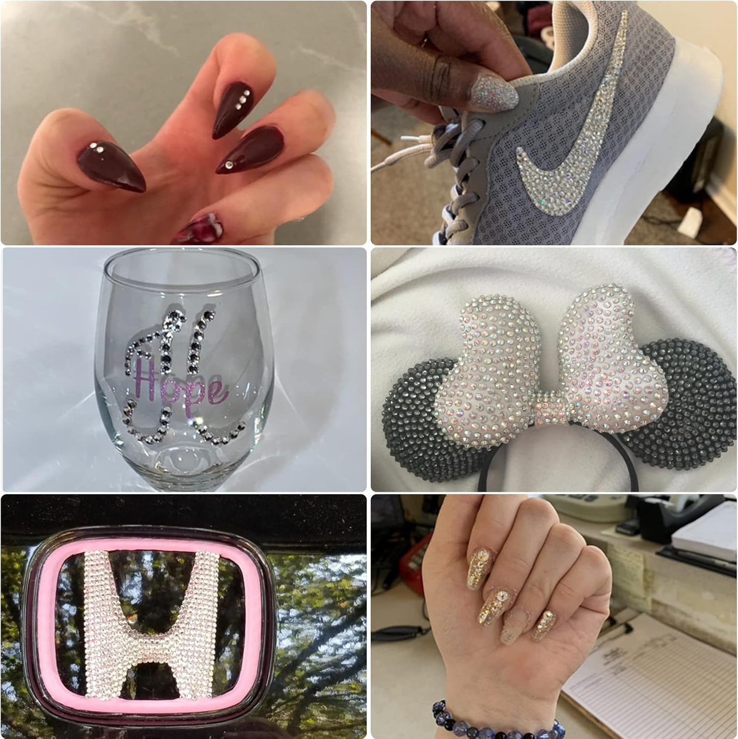 Multi Size 3mm 4mm 5mm Rhinestones Set for Nails Crafts Champagne Non Hotfix Rhinestones Nail Gems Rhinestone AB Color&Round Flat Back Resin Rhinestone for Makeup Clothes Shoes Eyes Bottles Crafts