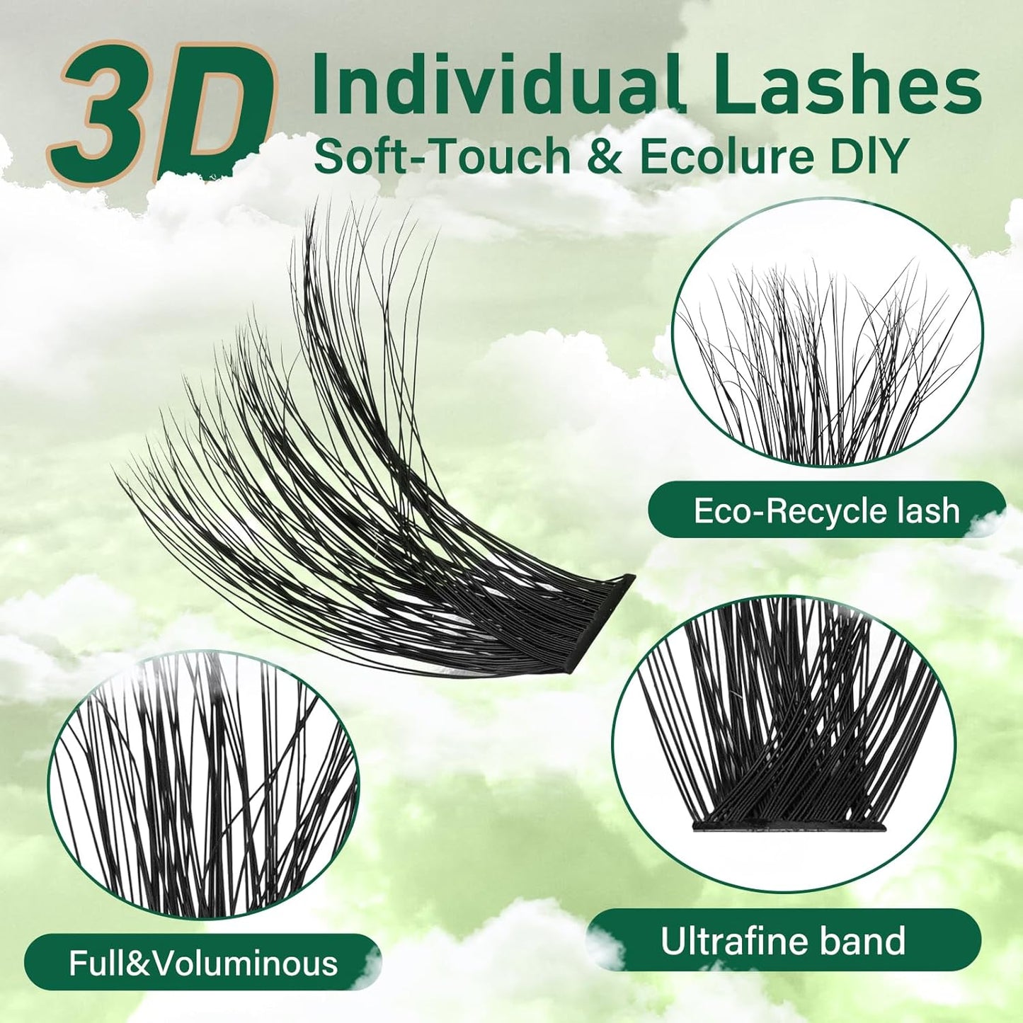 Clusters 3D Effect Eyelash Clusters 280pcs 80D D Curl 9-18MIX Individual Lashes Wispy Lashes Volume Cluster Lashes Natural Soft DIY Lash Extension(3D-80D-D-9-18MIX)
