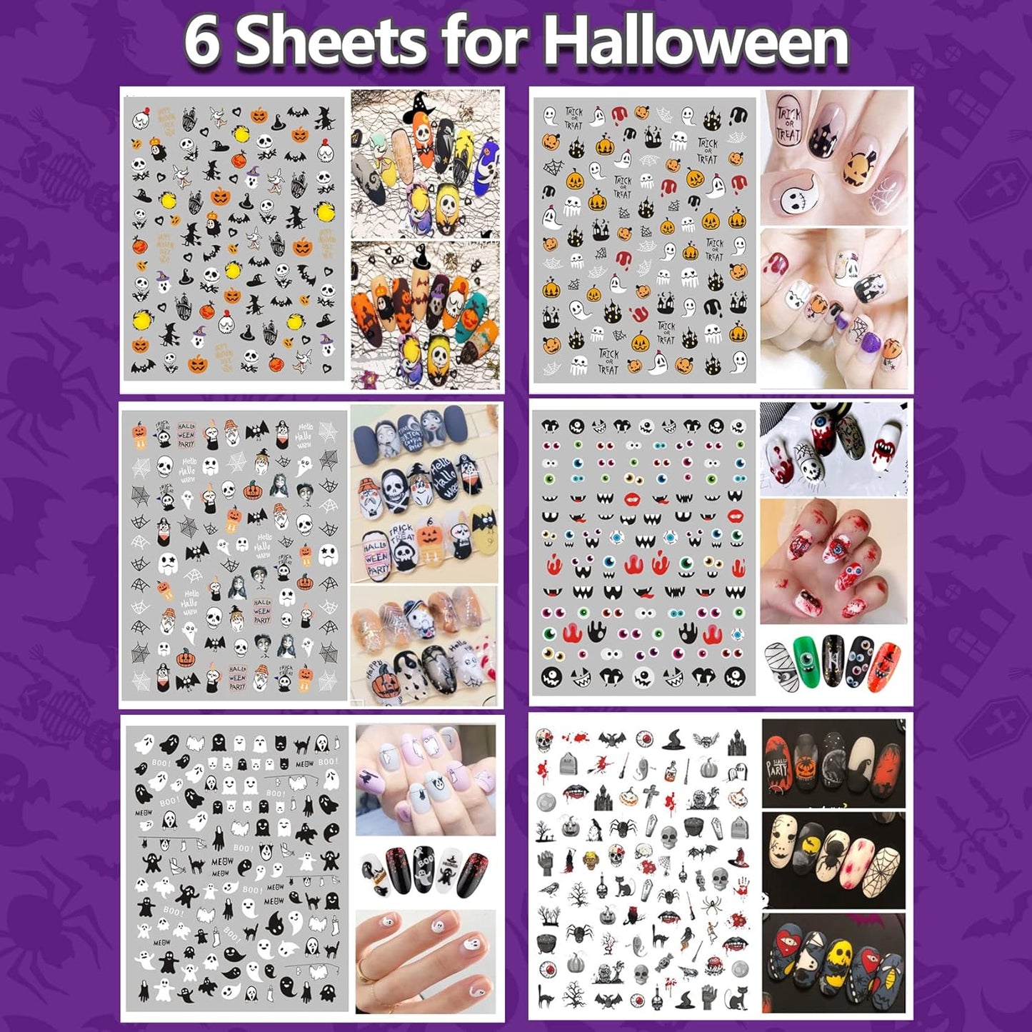 TailaiMei 18 Sheets Holiday Nail Stickers, Halloween Christmas Thanksgiving Day Seasonal Nail Art Decals for Fall and Winter DIY Nail Decorations