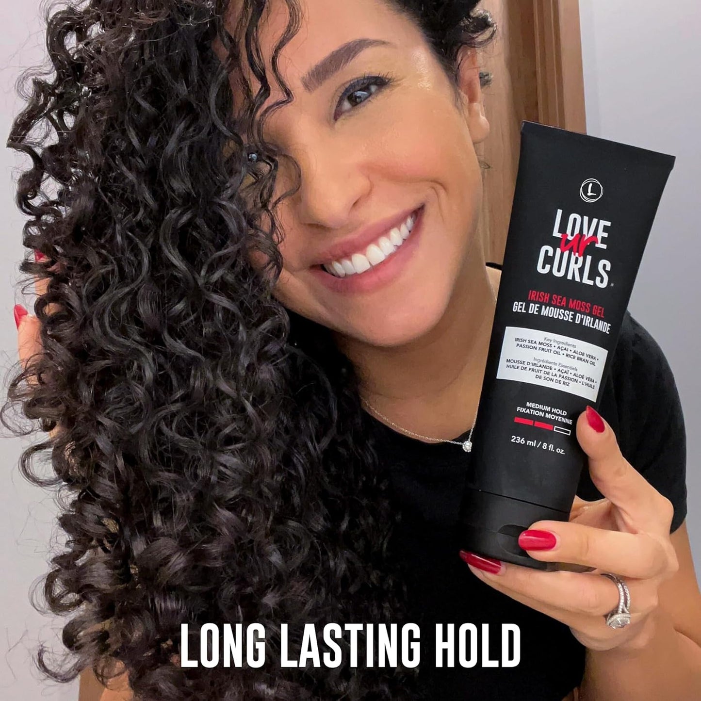 Love Ur Curls Irish Sea Moss Hair Gel, Medium Hold Hair Styling Curling Gel for Defined Curly Hair, Waves & Coils, Vegan, Cruelty Free, 236mL