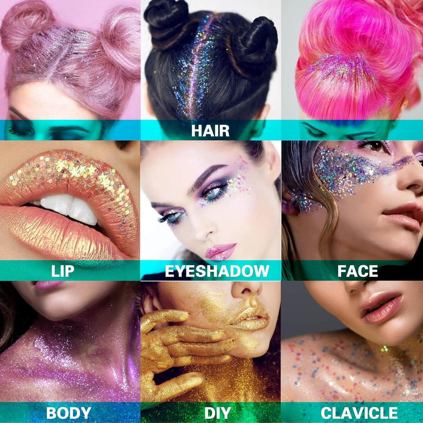 MEICOLY Sky Blue Body Glitter,Teal Face Glitter Gel,Halloween Glitter Face Paint,Light Blue for Face Body Eye Hair,Mermaid Turquoise Sparkling Makeup for Women Kids,50 ml