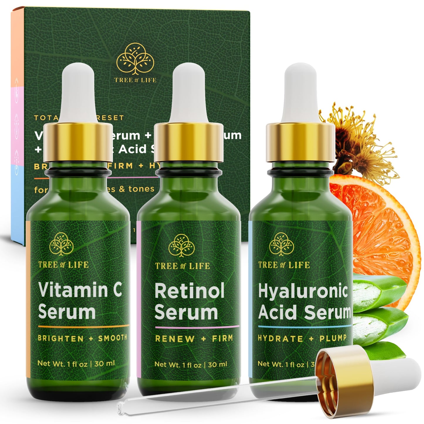 Tree of Life Face Serum Skin Care, Facial Serum for Women and Men, Set of 3