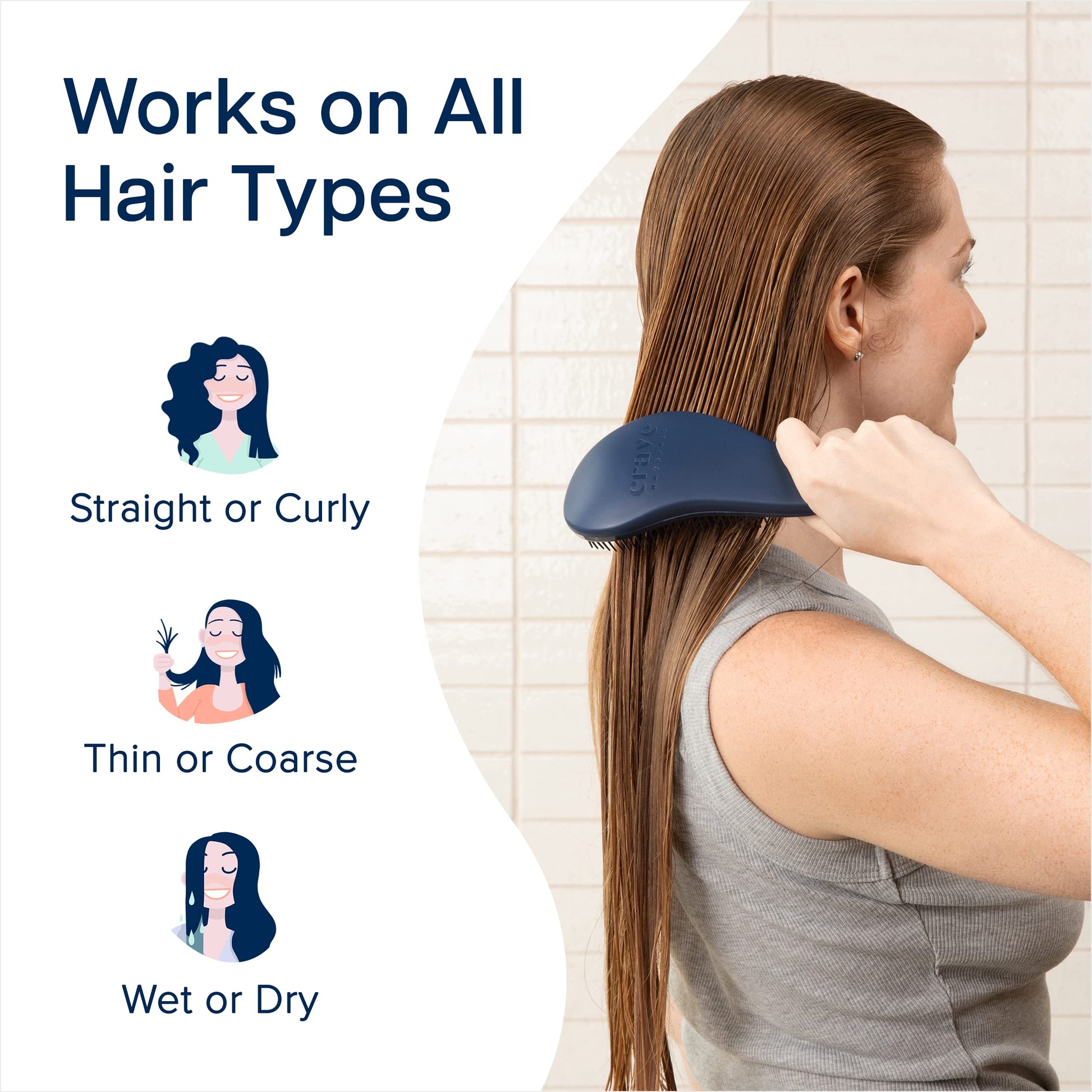 Crave Naturals Glide Thru Detangling Hair Brush for Adults and Kids - Detangler Hairbrush for Curly