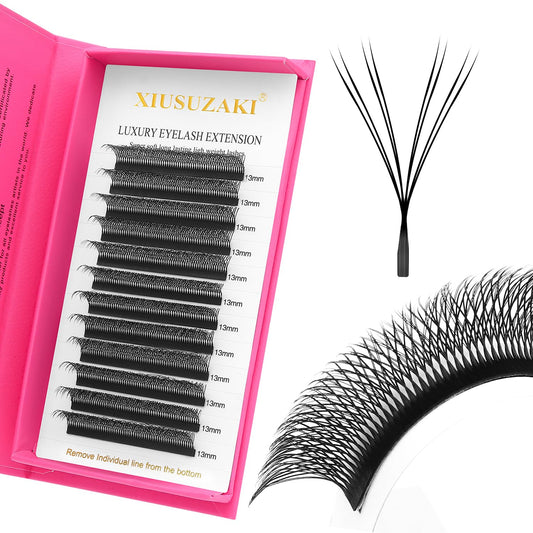 Lash Extensions Double Tips 4D Eyelash Extensions W Shape 0.07mm Thickness D Curl 11mm Premade Fans Easy Fan Volume Lashes Matte Black Crisscross(W-4D-Double Tips-0.07-D,11mm)