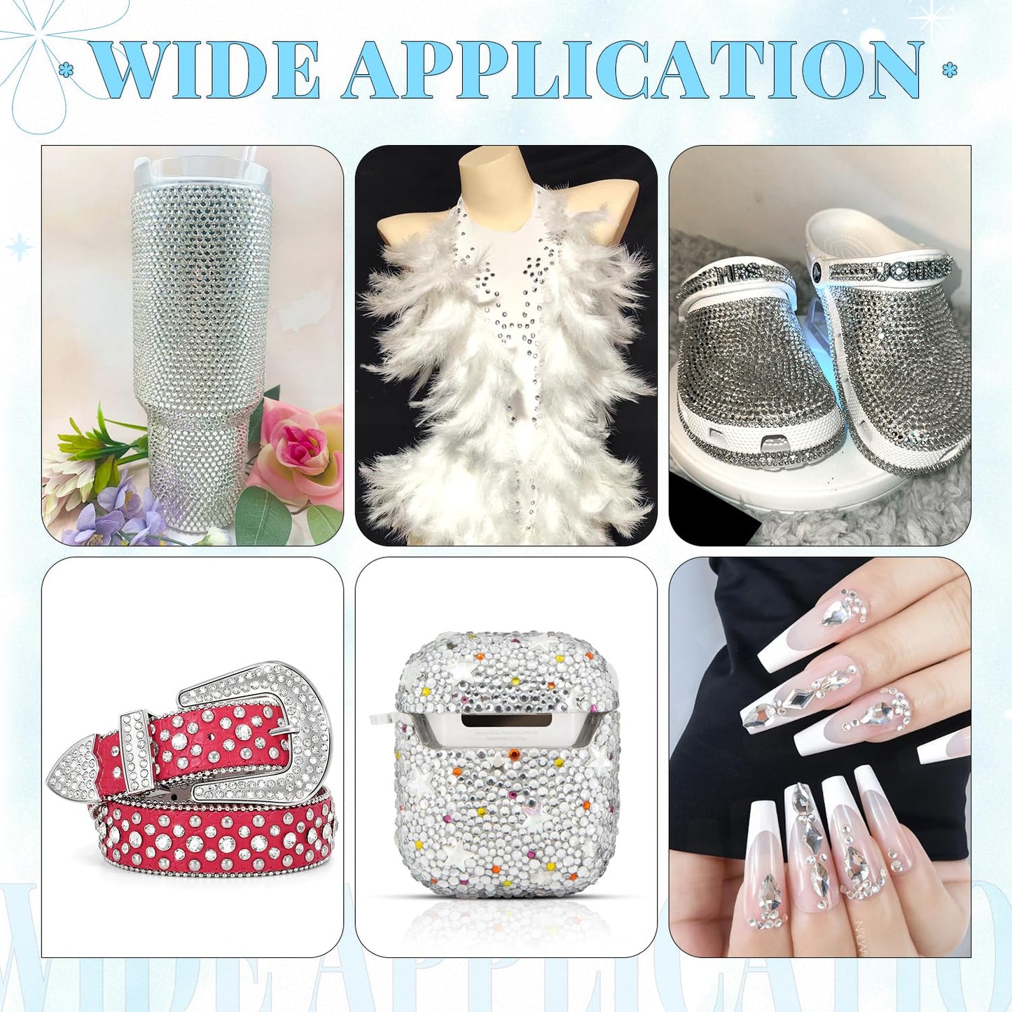 6000Pcs Resin Rhinestones for Bedazzling with 3Pcs B7000 Jewelry Glue, 1 Box Clear Flatback Rhinestones for Crafting Crafts DIY, Crystals Gems for Clothing Shoes Tumblers Nail Art Makeup