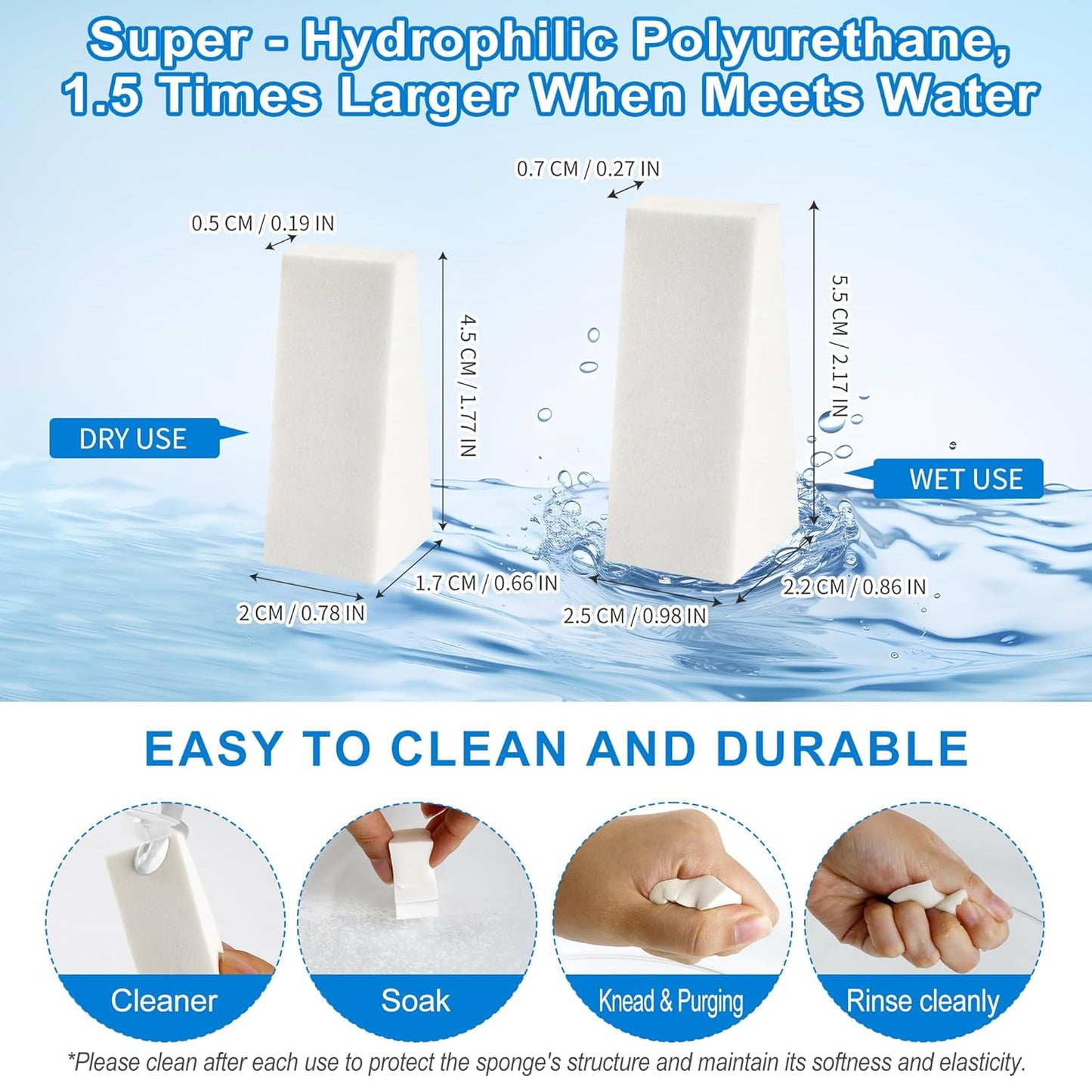 120 Count Makeup Sponges Triangle Cosmetic Wedges for Foundation Blending, Nail Art, Crafts, Painting (White)