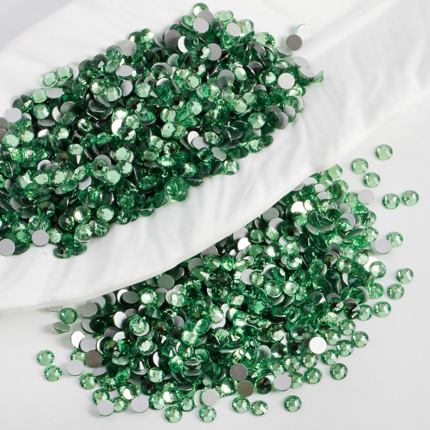 2000 PCS SS12 Flatback Rhinestones,12-Facet Diamond-Cut Glass Gems for Nail Art,Clothing,DIY Crafts,Glue-On Decoration Stones with Silver Backing,Peridot