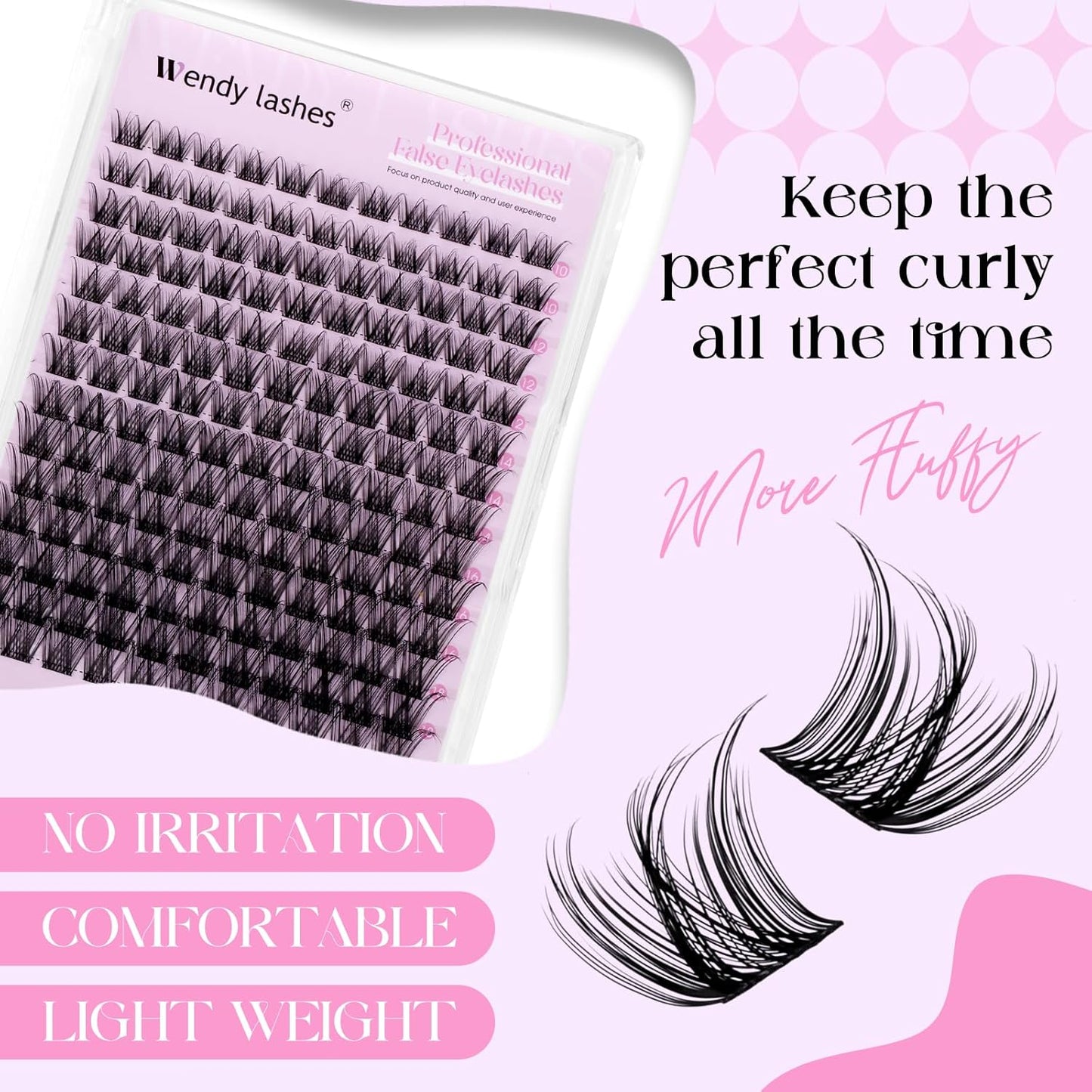 WENDY Lashes Clusters Kit DIY Eyelash Extension with Eyelash Curler Black Cluster Eyelash Extensions Individual Lashes Kit Wispy Soft Eyelash Extensions (Kit,WD01-0.07D,10-18mm）