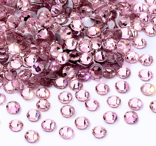 Pink Flatback Rhinestones, Glass Rhinestones for Nail Art and Craft, Glue Fix, Loose Crystal