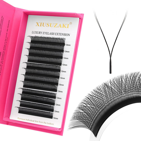 YY Lash Extensions Supplies Y Eyelash Extensions 0.05mm Thickness C Curl 11mm Premade Fans 4D Russian Volume Matte Black 12 Rows Crisscross Eye Lashes(YY-0.05-C,11mm)