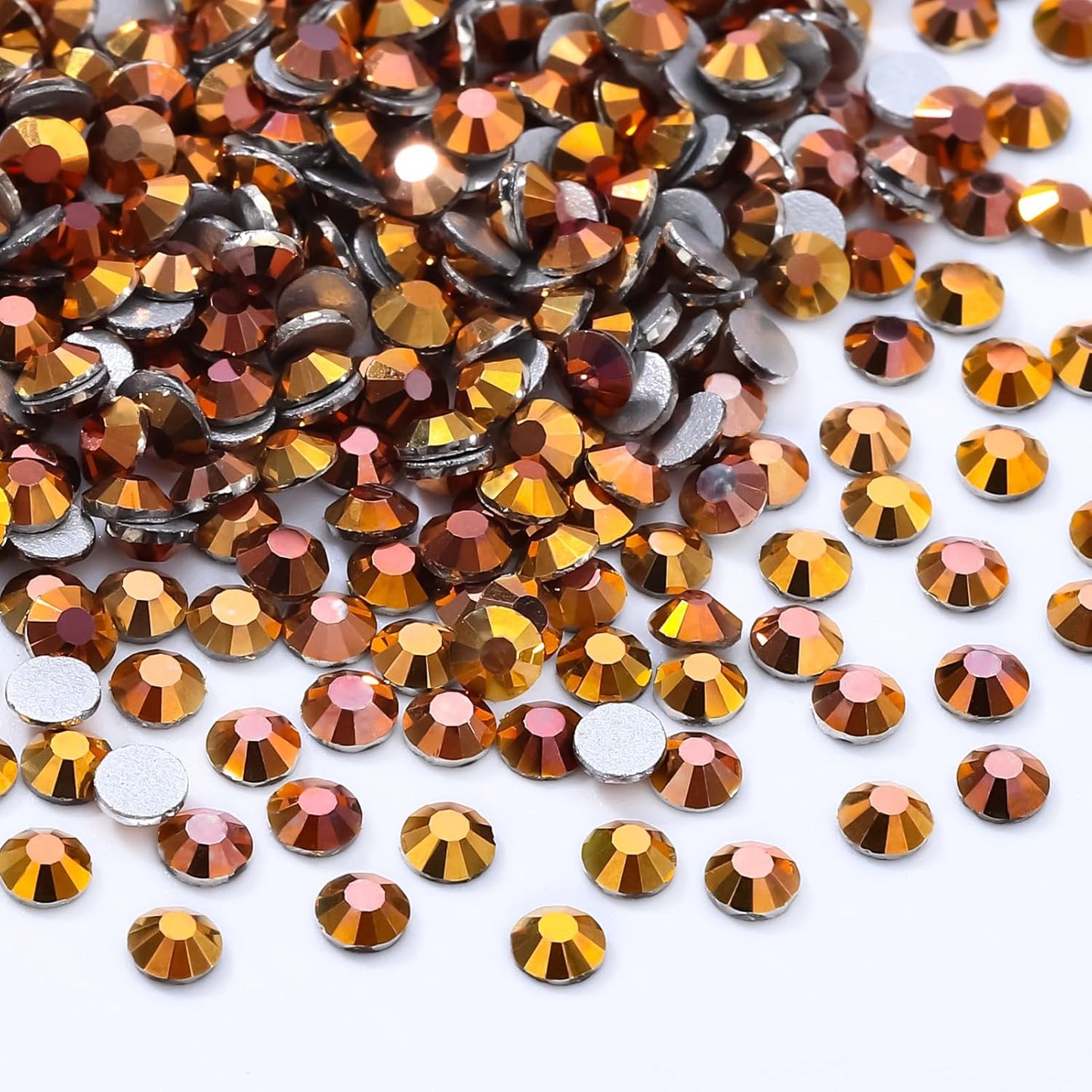 Gold Flatback Rhinestones, Glass Rhinestones for Nail Art and Craft, Glue Fix, Loose Crystal Gemstones(Gold, SS8, 1440pcs, 2.3-2.5mm)