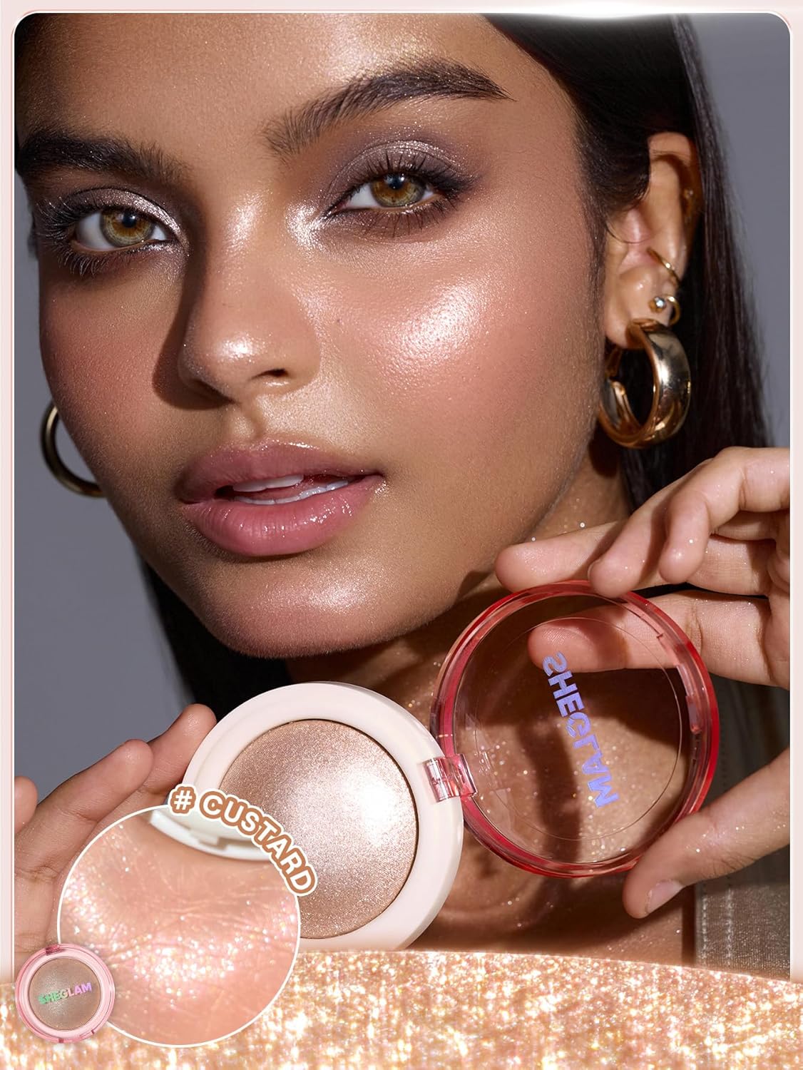 SHEGLAM Glowchi Bouncy Highlighter Mochi-like Formula Highlighter Long-lasting Shimmer Makeup-Custard