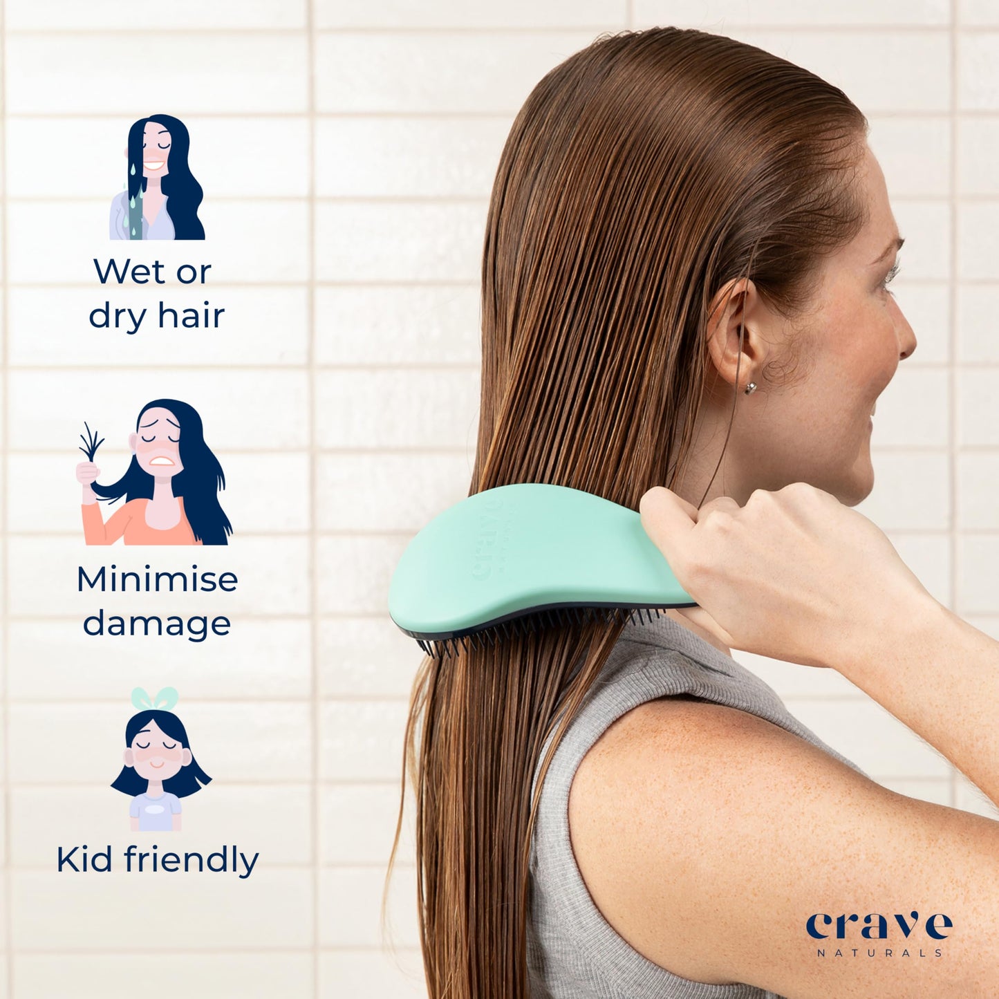 Crave Naturals Biggie Glide Thru Hair Brush - Detangler Brush for Curly, Straight, Wet or Dry Hair