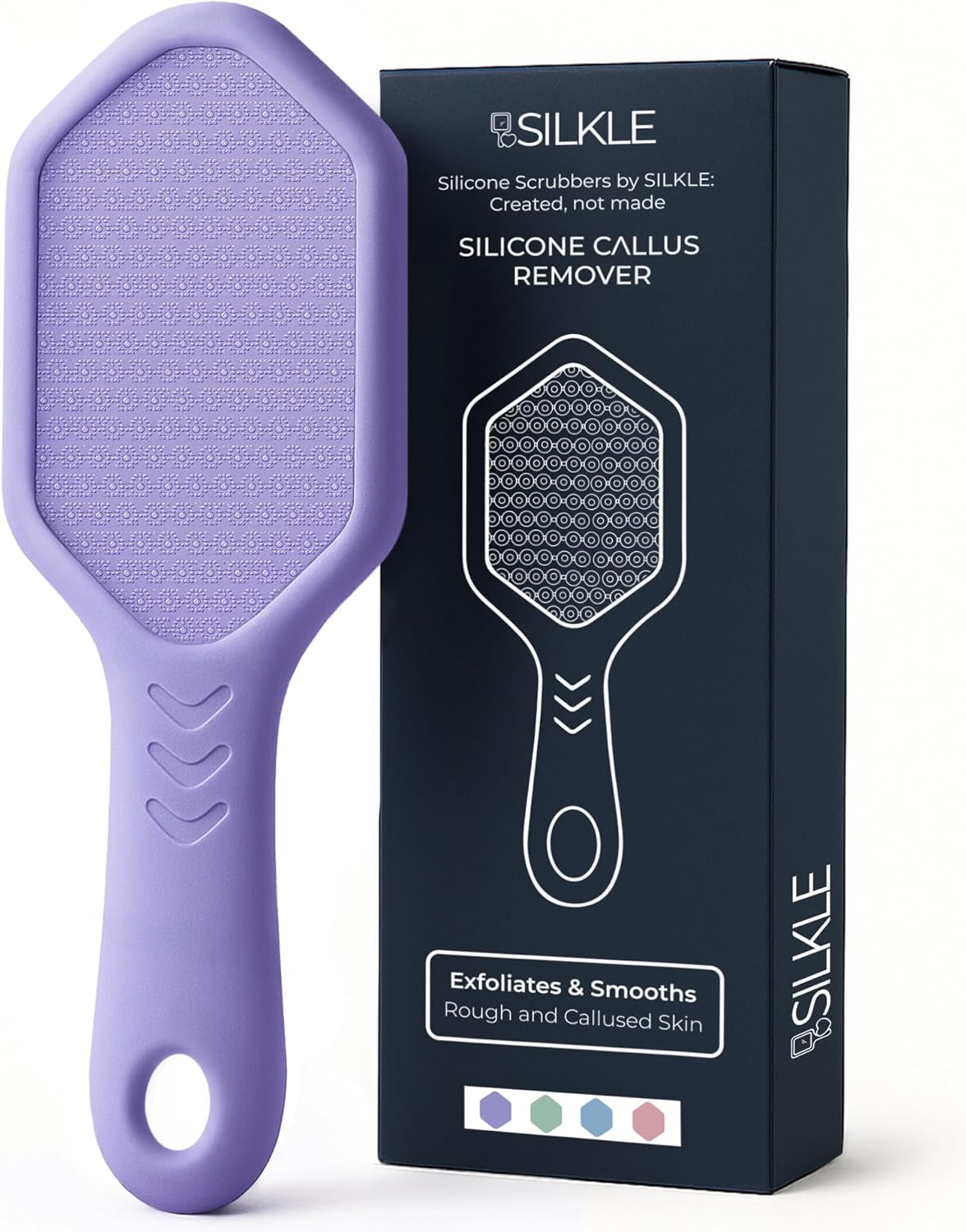 Silicone Foot Callus Remover - Nano Glass Foot File for Dead Skin and Cracked Heels - Callus Remover for Feet & Hard Skin - Ergonomic Foot Scrubber & Exfoliator for Soft, Smooth Feet - Purple