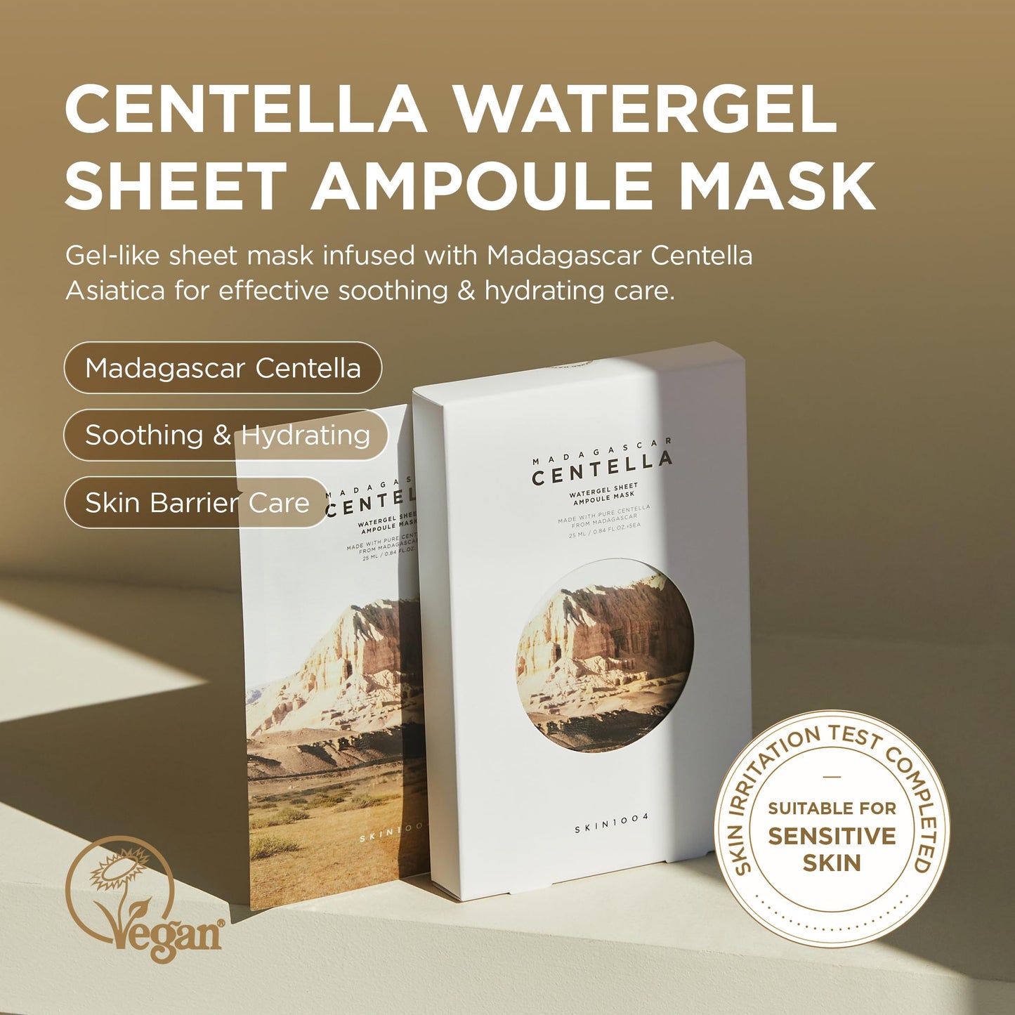 SKIN1004 Madagascar Centella Watergel Sheet Ampoule Mask, 5ea, Korean Face Mask with Centella