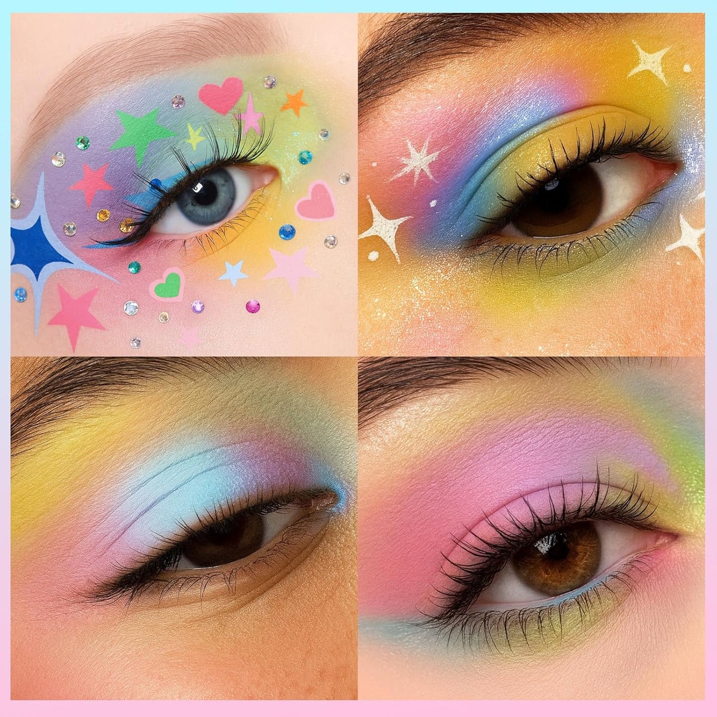 UCANBE Colorful Eyeshadow Palette – 15 Colors Vibrant Matte, Dazzling Shimmer & Glitter Duochrome Finishes – Highly Pigmented, Blendable, Long-Lasting Pastel Rainbow Eye Makeup Pallet - Seaform Dreams