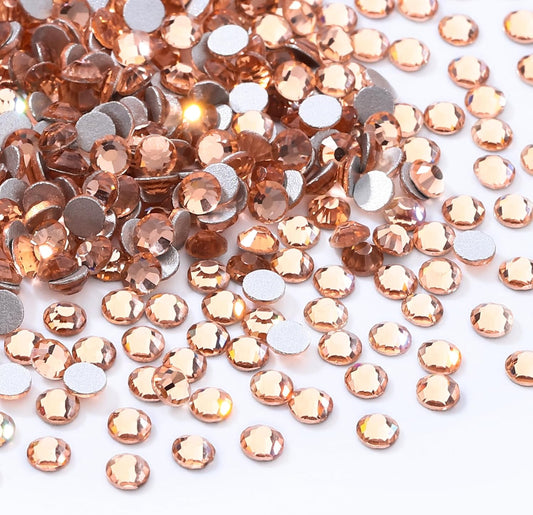 Champagne Flatback Rhinestones, Glass Rhinestones for Nail Art and Craft, Glue Fix, Loose Crystal