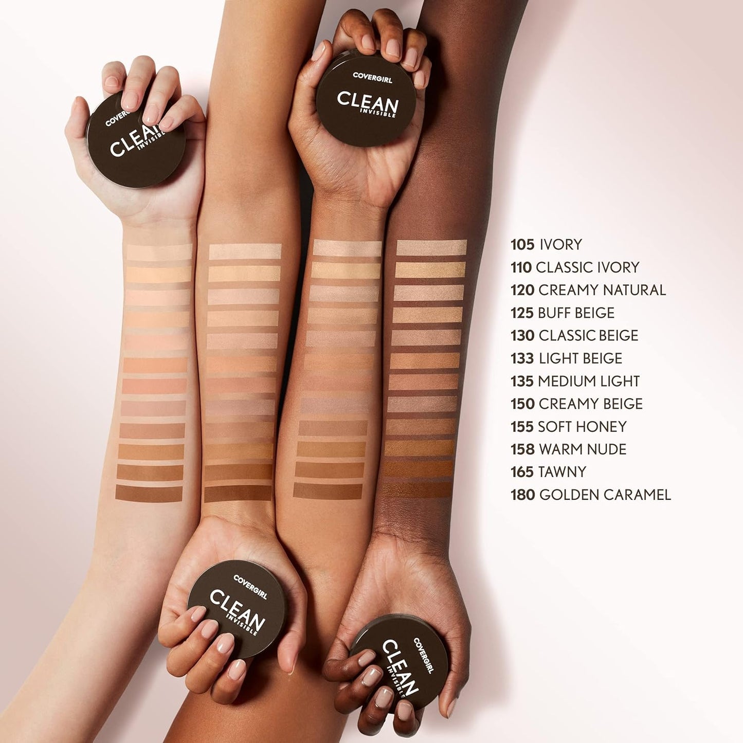 Covergirl Clean Invisible Pressed Powder, Lightweight, Breathable, Vegan Formula, Classic Ivory 110, 0.38oz