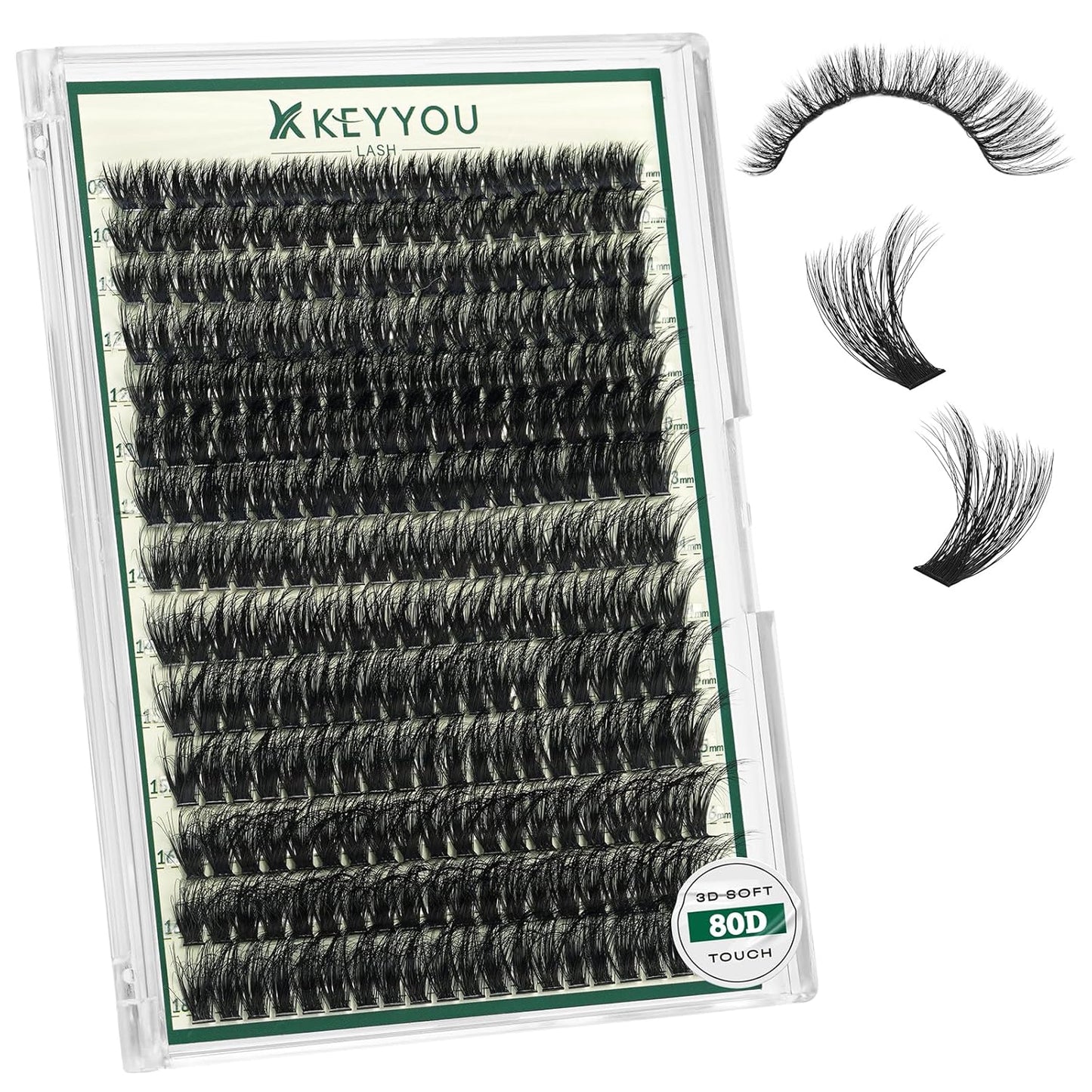 Clusters 3D Effect Eyelash Clusters 280pcs 80D D Curl 9-18MIX Individual Lashes Wispy Lashes Volume Cluster Lashes Natural Soft DIY Lash Extension(3D-80D-D-9-18MIX)