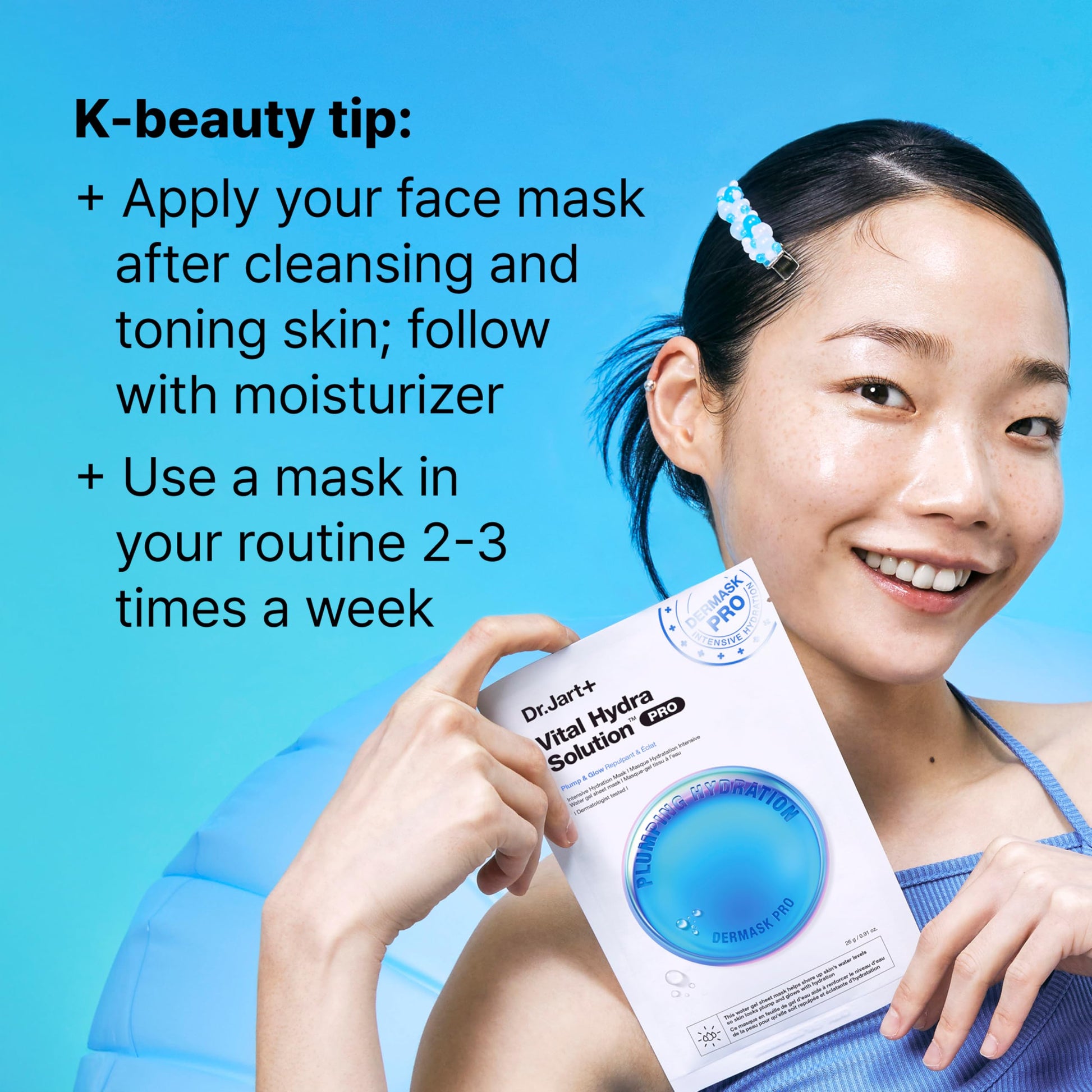 Dr.Jart+ Dermask Vital Hydra Solution Glow Korean Face Mask with Hyaluronic Acid for Glass Skin |