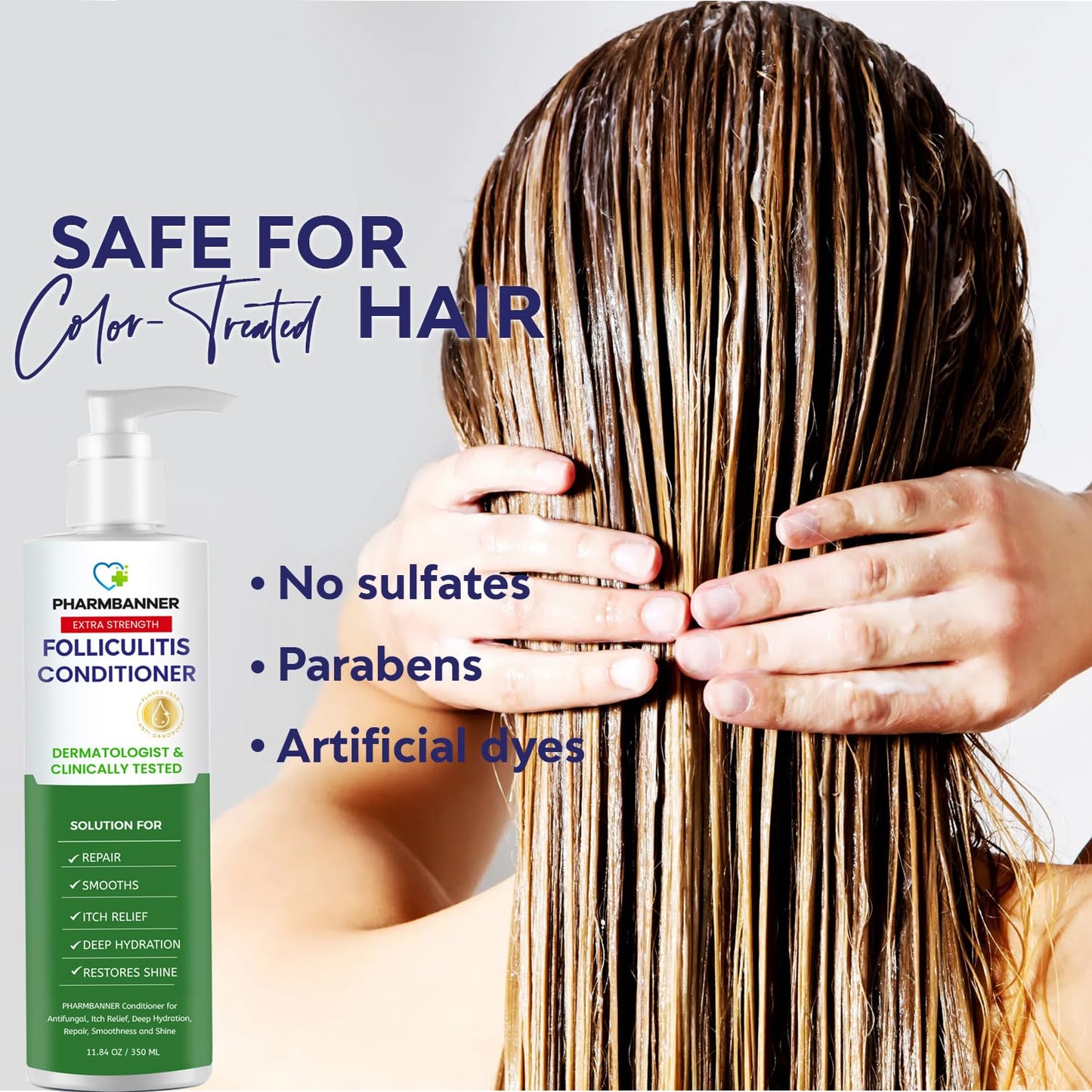 Folliculitis Itch Relief Conditioner: Tea Tree Oil & Moroccan Argan Oil - Deep Hydration & Repair - Nourishes, Smooths, Restores Shine - Safe for Dry or Damaged Hair-11.84 oz