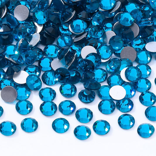 Malachite Blue Flatback Rhinestones, Glass Rhinestones for Nail Art and Craft, Glue Fix, Loose