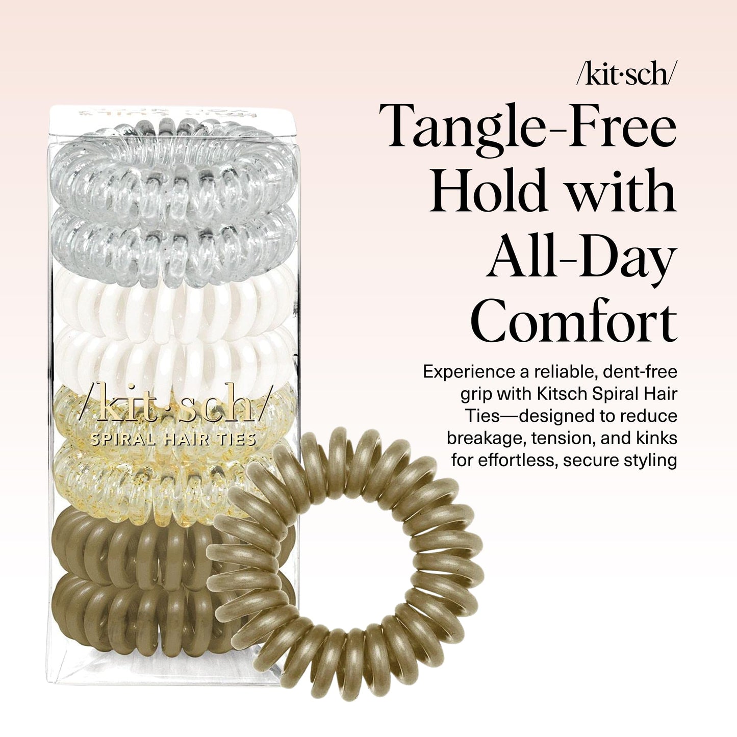 Kitsch Spiral Hair Ties for Women - Durable Hair Accessories - Blonde, 8pcs