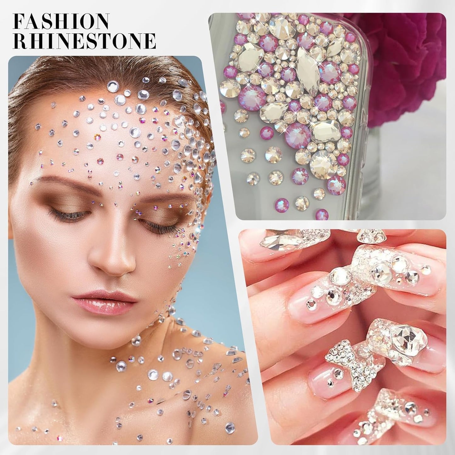 Novani Clear Rhinestones Flat Back Round Rhinestone Style 2088 Sparkly Crystal Gemstones for Nail Art and Crafting,Mix Size(SS6-SS40)