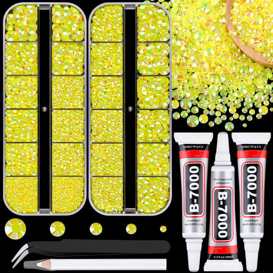 Resin Jelly Rhinestones for Crafting with B7000 Jewelry Glue, 2 Boxes Lemon Yellow AB Flatback