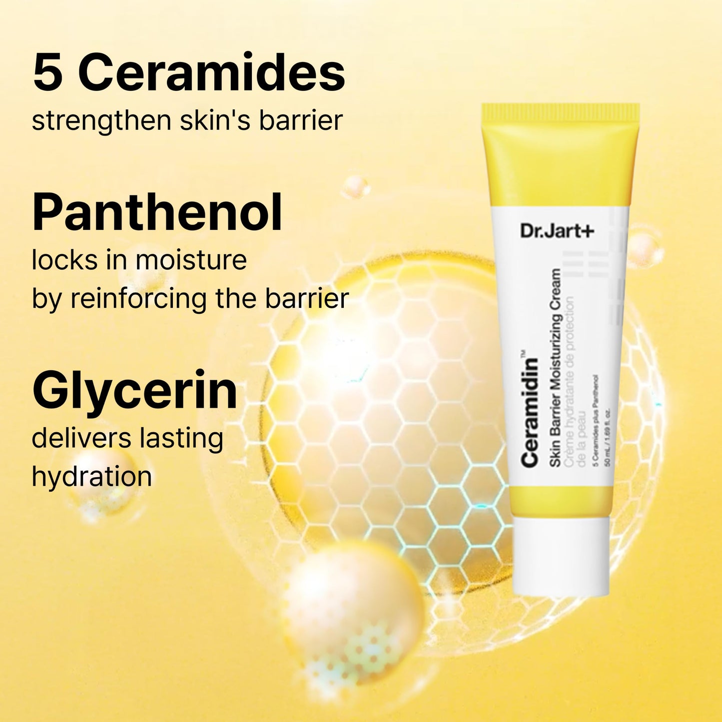 Dr.Jart+ Ceramidin Skin Barrier Korean Face Cream Moisturizer with Ceramides and Panthenol | Korean