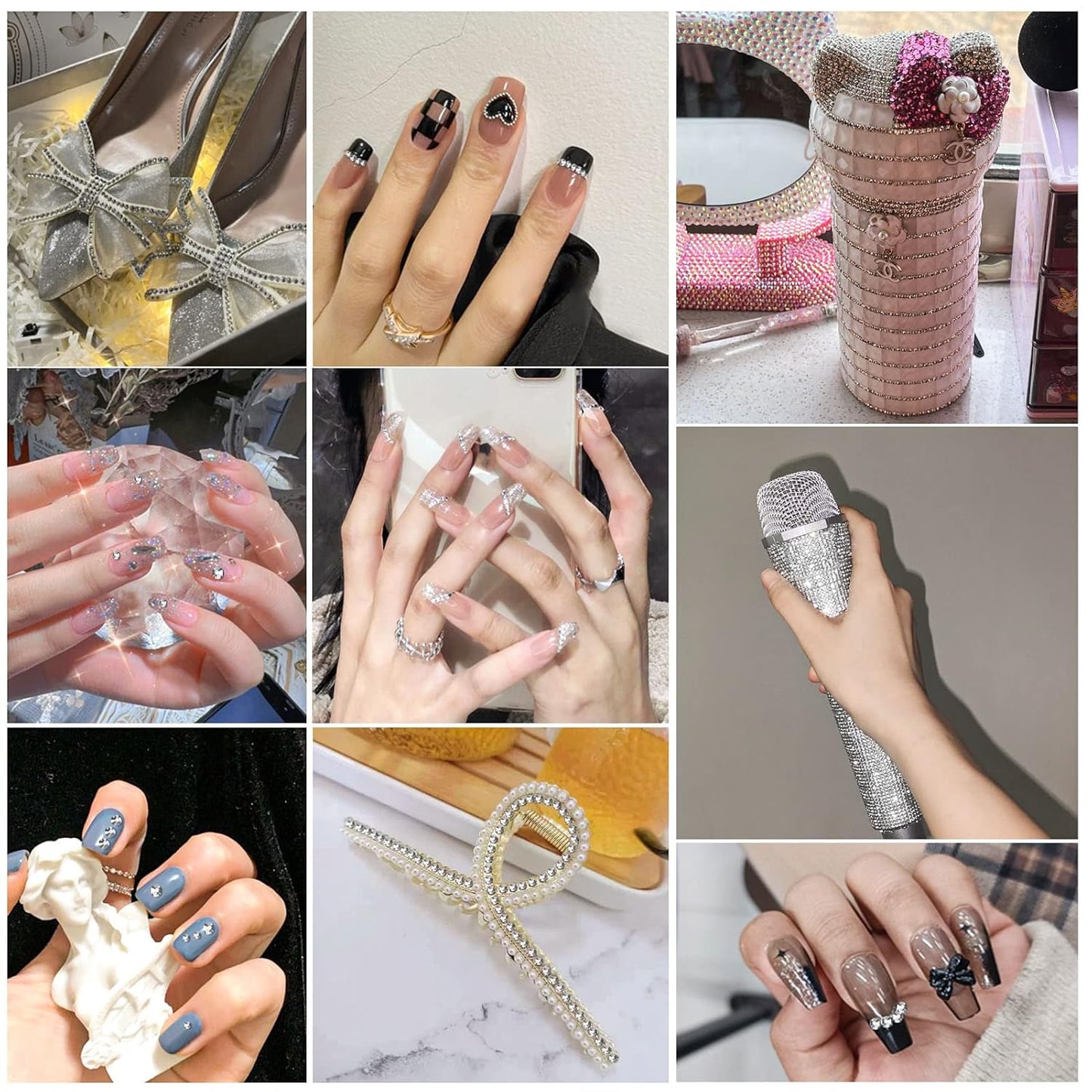 Beadsland Flat Back Crystal Rhinestones Round Gems for Nail Art and Craft Glue Fix,Silver Hematite (4.6-4.8mm) SS20/1440pcs