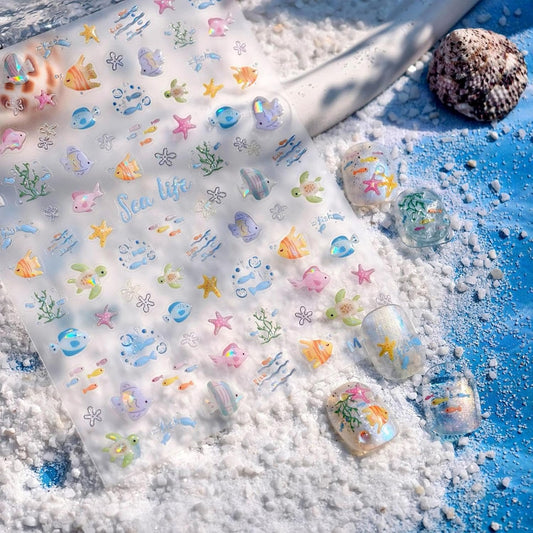 Fish Nail Stickers for Nails Art Ocean Nail Art Decals Colorful Nails Art Stickers Self Adhesive